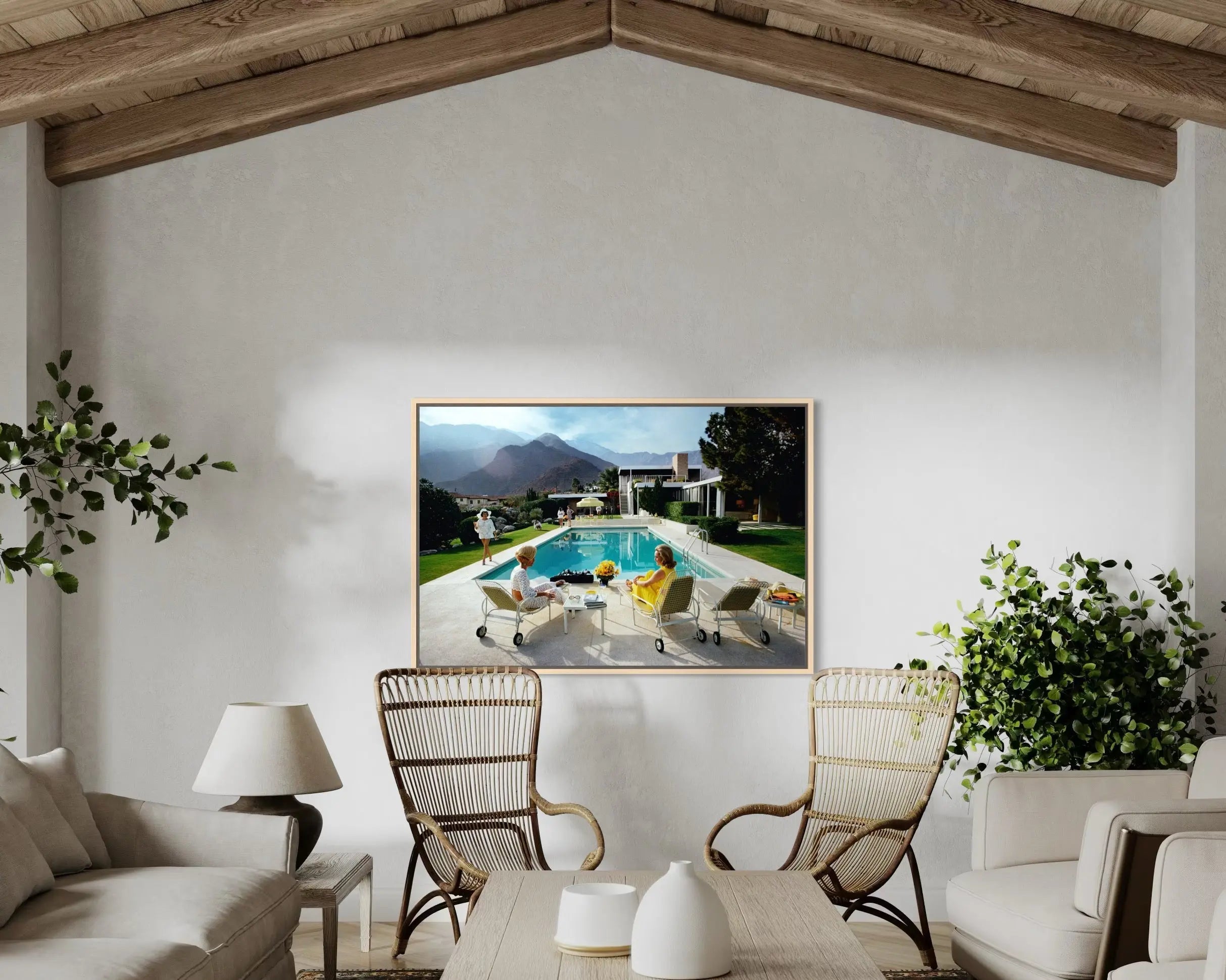 Poolside Gossip by Slim Aarons presented in a curated interior design