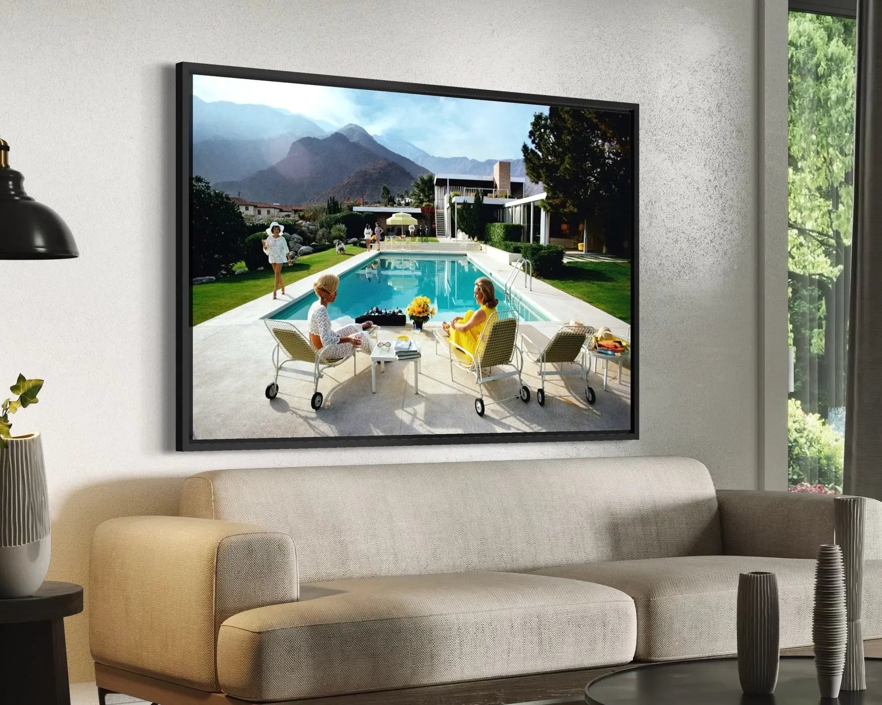 Poolside Gossip by Slim Aarons shown in a minimalist home decor setting