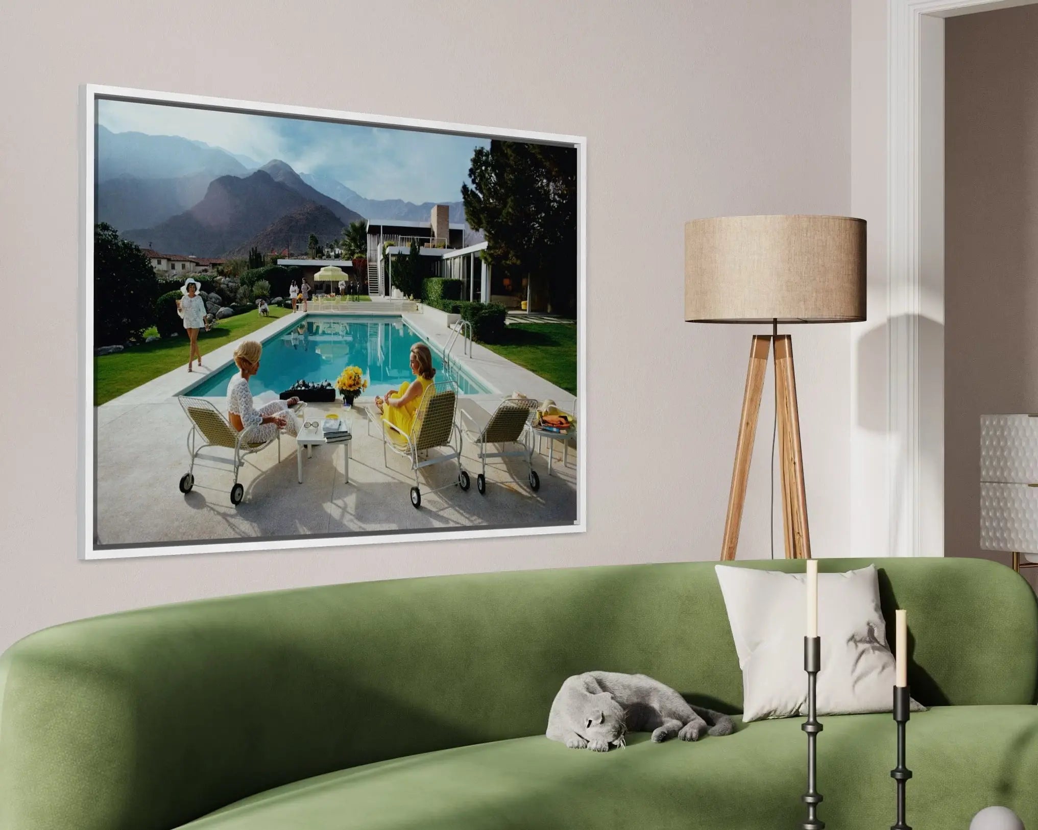 Poolside Gossip by Slim Aarons installed in a luxury residential interior