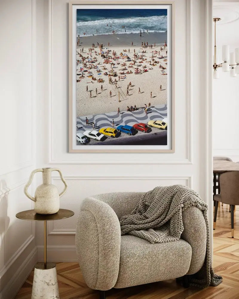 Copacabana Beach Brazil by Slim Aarons showcased in a designer room setting