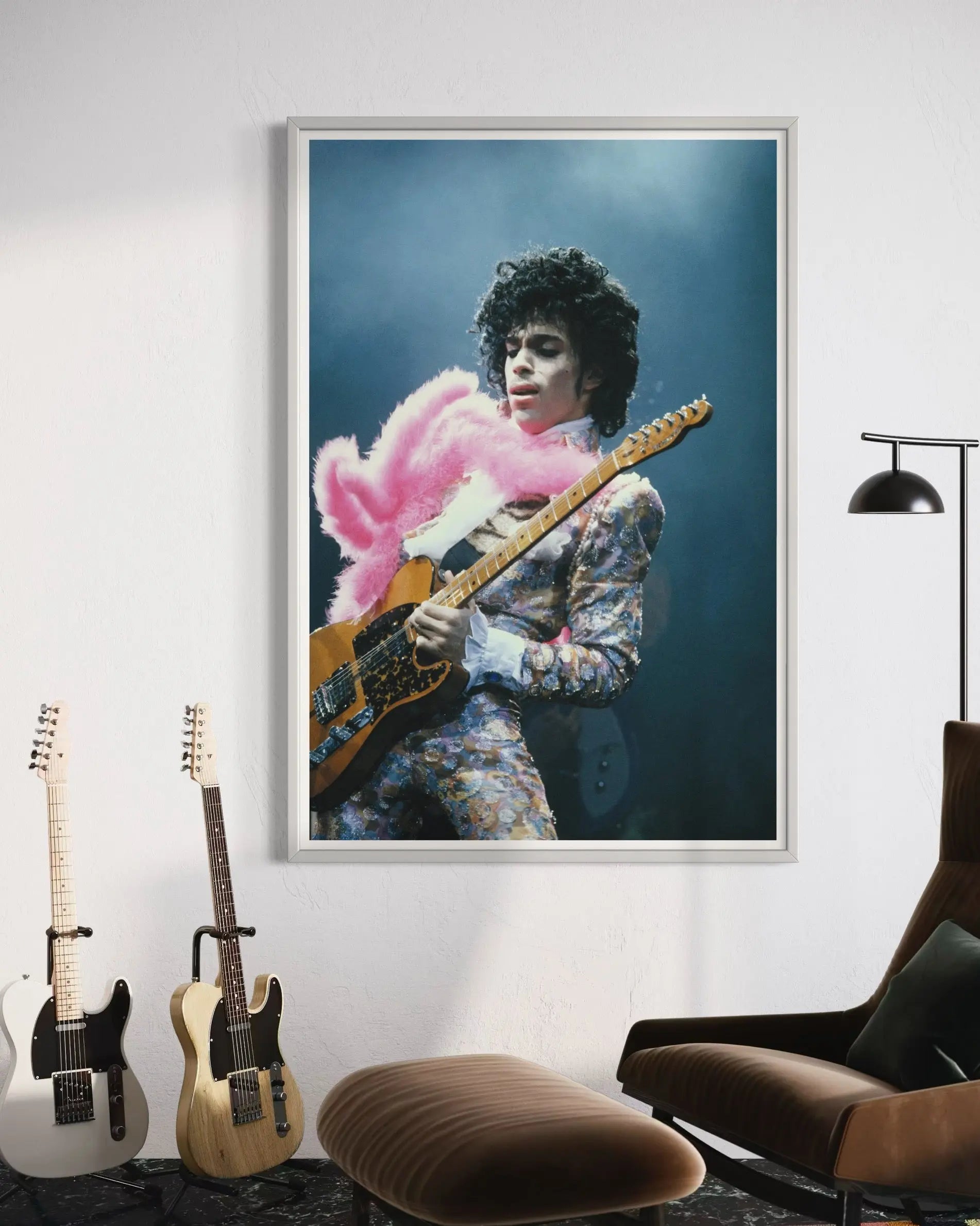 Prince Live At The Forum by Michael Ochs Archives displayed in a modern living room interior