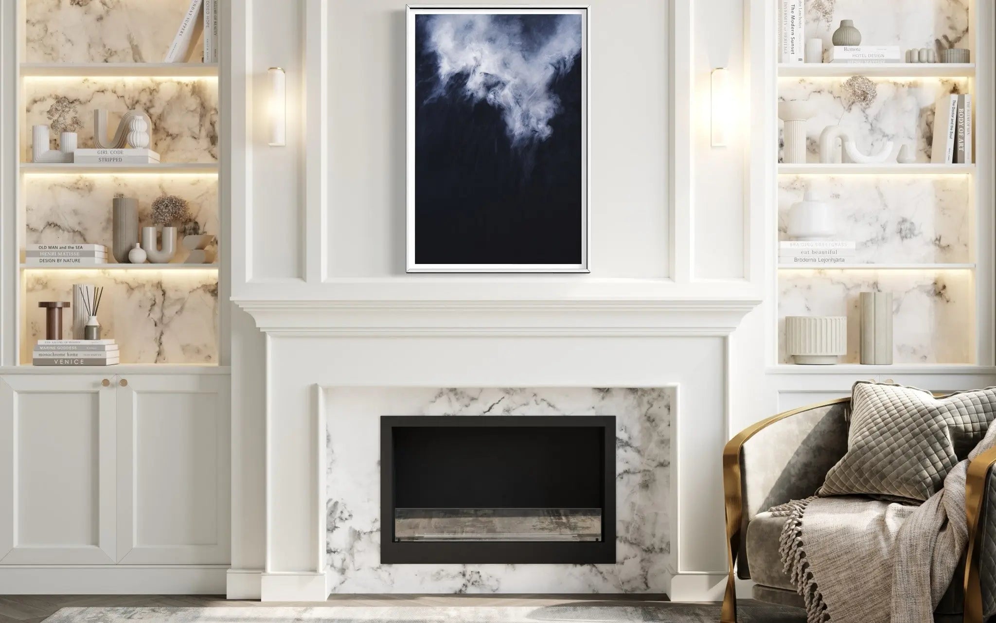 Abstract Waters by Enric Gener presented in a curated interior design