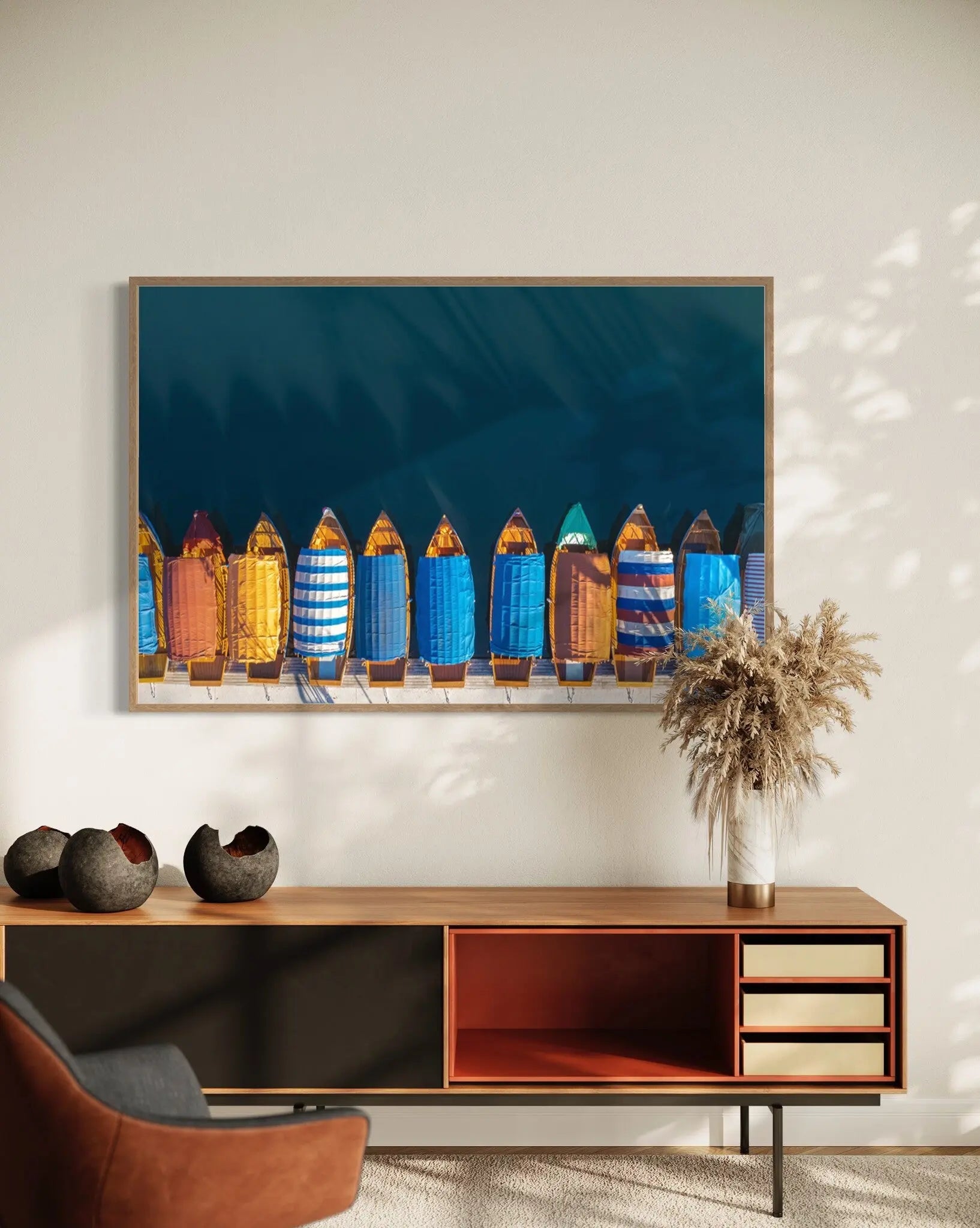 Boats on Lake Bled by Marco Bottigelli featured in an elegant interior space