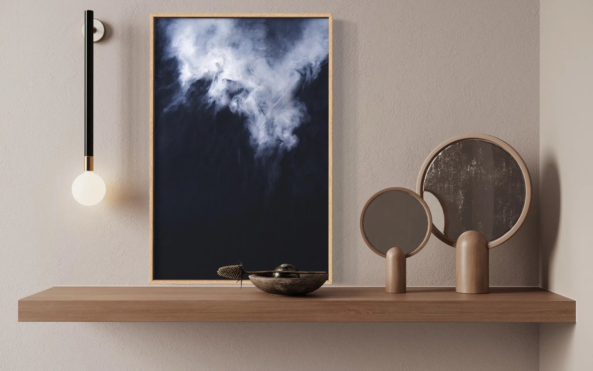 Abstract Waters by Enric Gener displayed in a modern living room interior