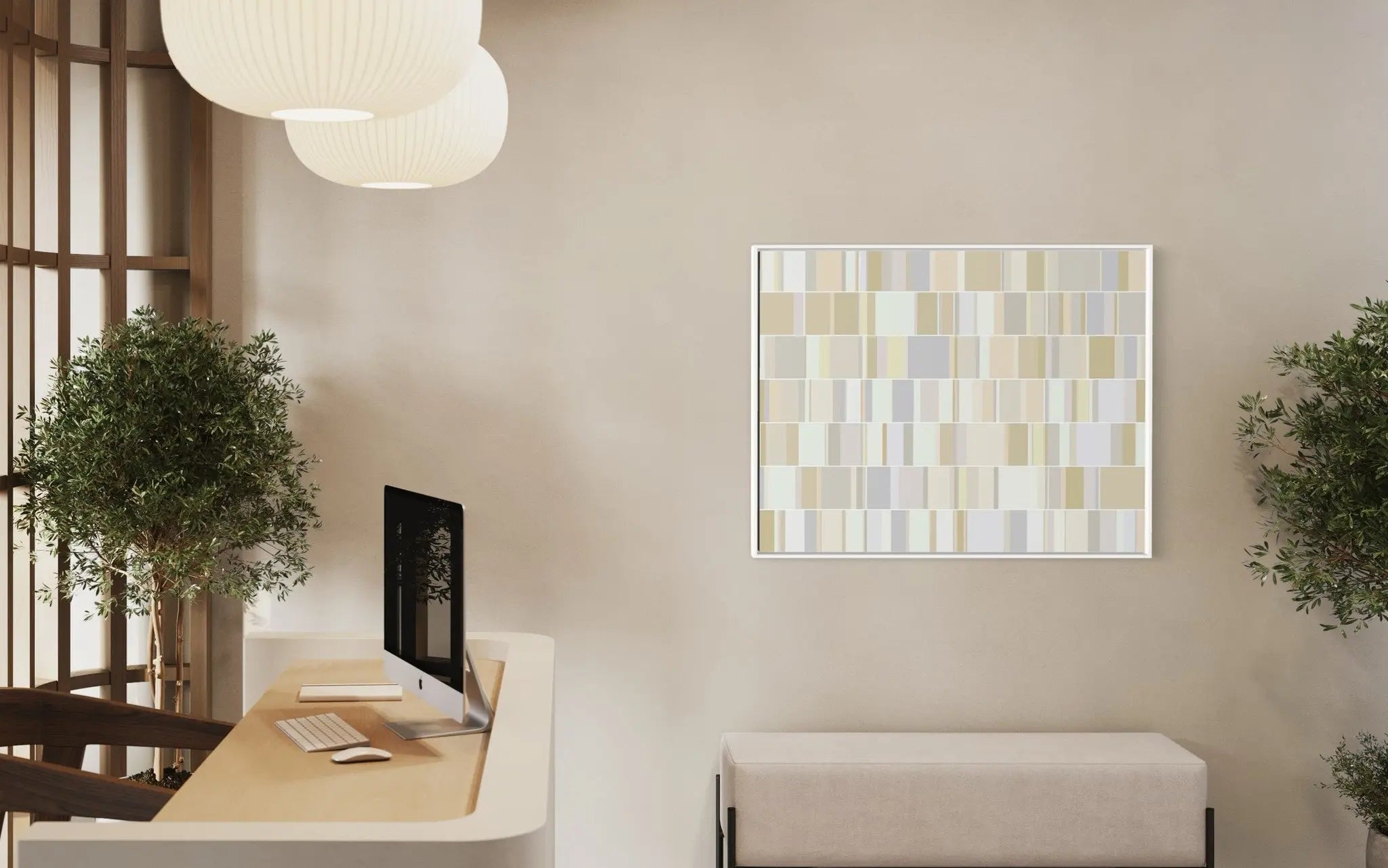 Neutral Domino Modernist Pattern by Alejandro Franseschini featured in an elegant interior space