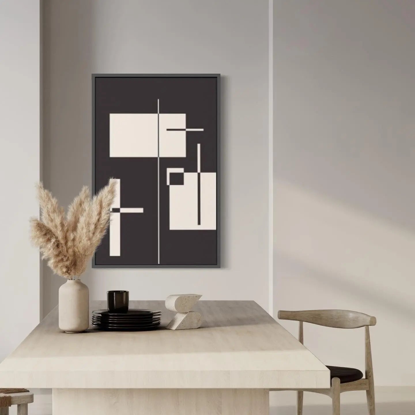 Untitled 1050 by Pedro Nuka displayed in a modern living room interior