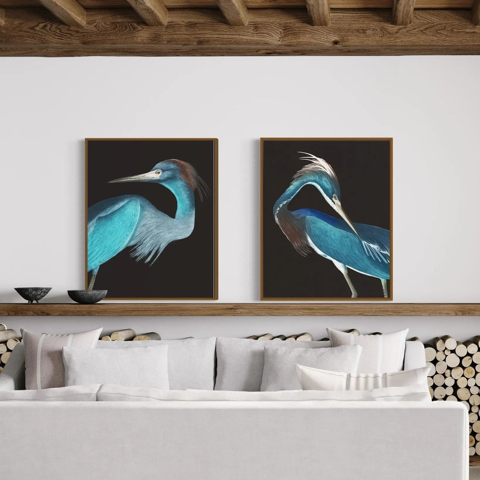 Blue Heron by Alejandro Franseschini presented in a curated interior design