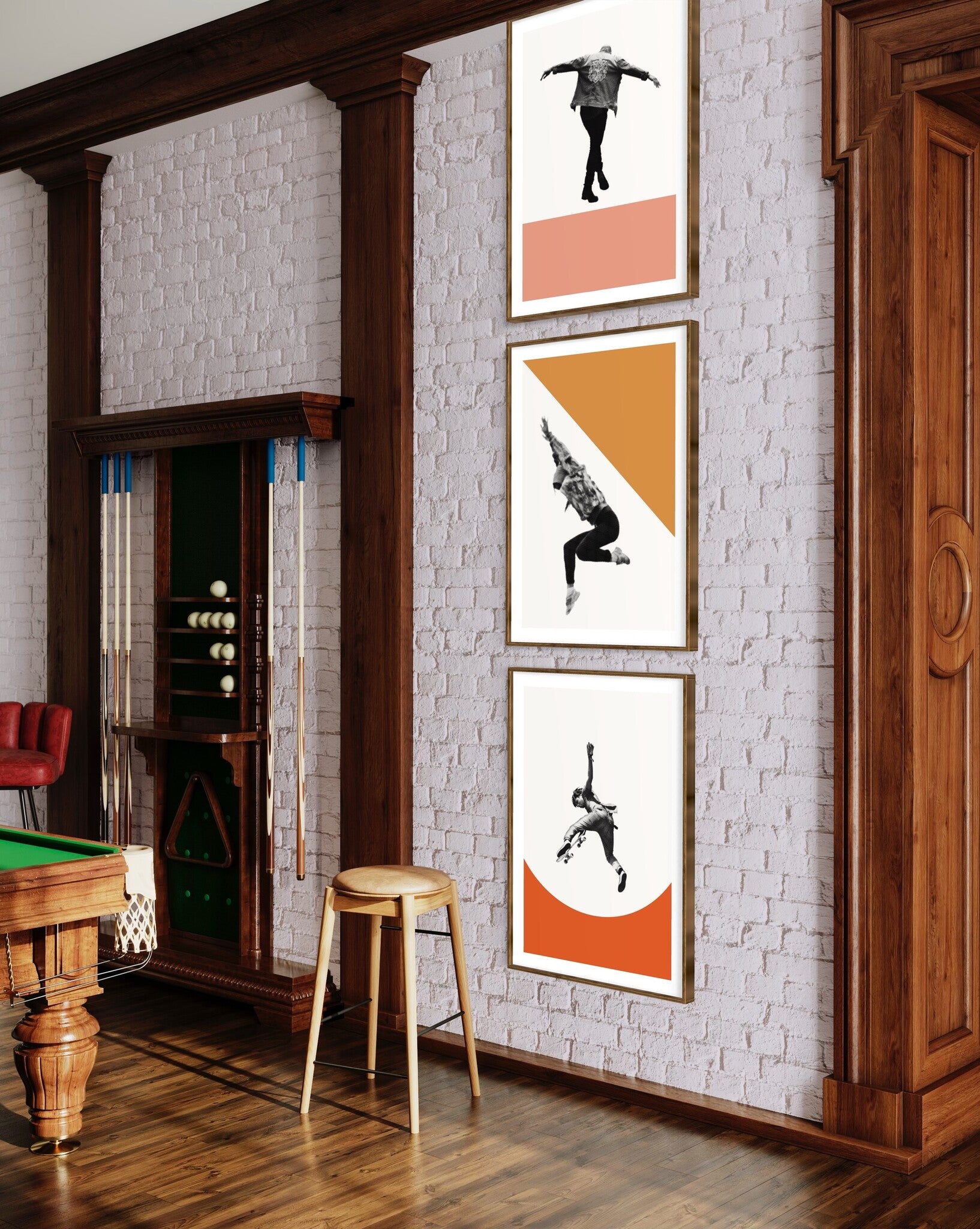 Contemporary fitness-inspired art print with geometric color block