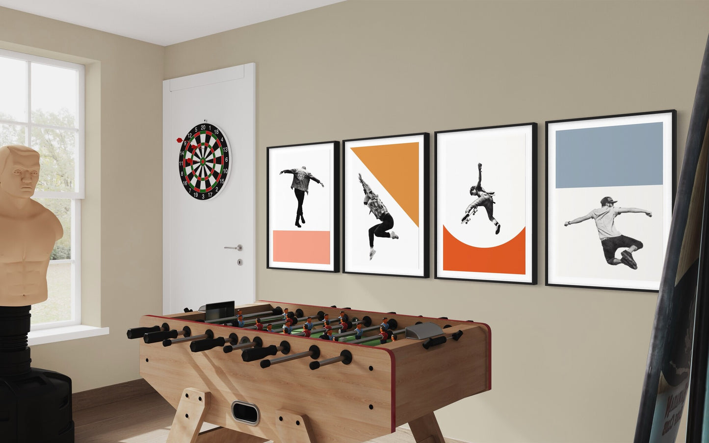 Contemporary fitness-inspired art print with geometric color block