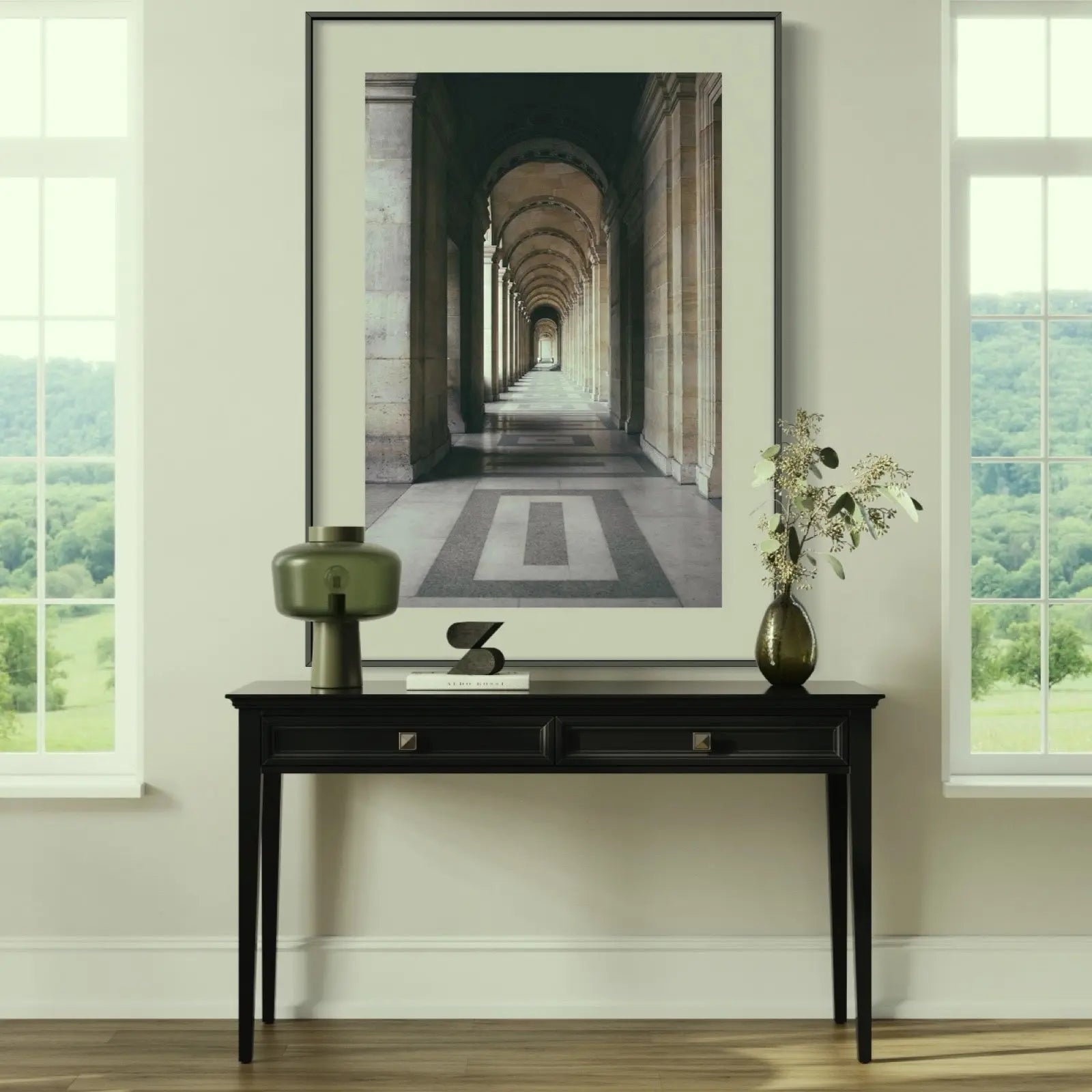 The Louvre Perspective by A. Holyake styled in a contemporary interior setting