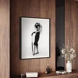Audrey Hepburn in Givenchy displayed in a modern living room interior