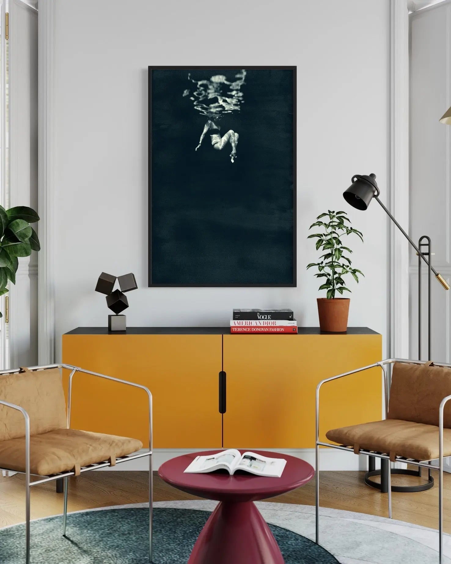 Cadena II by Enric Gener displayed in a modern living room interior
