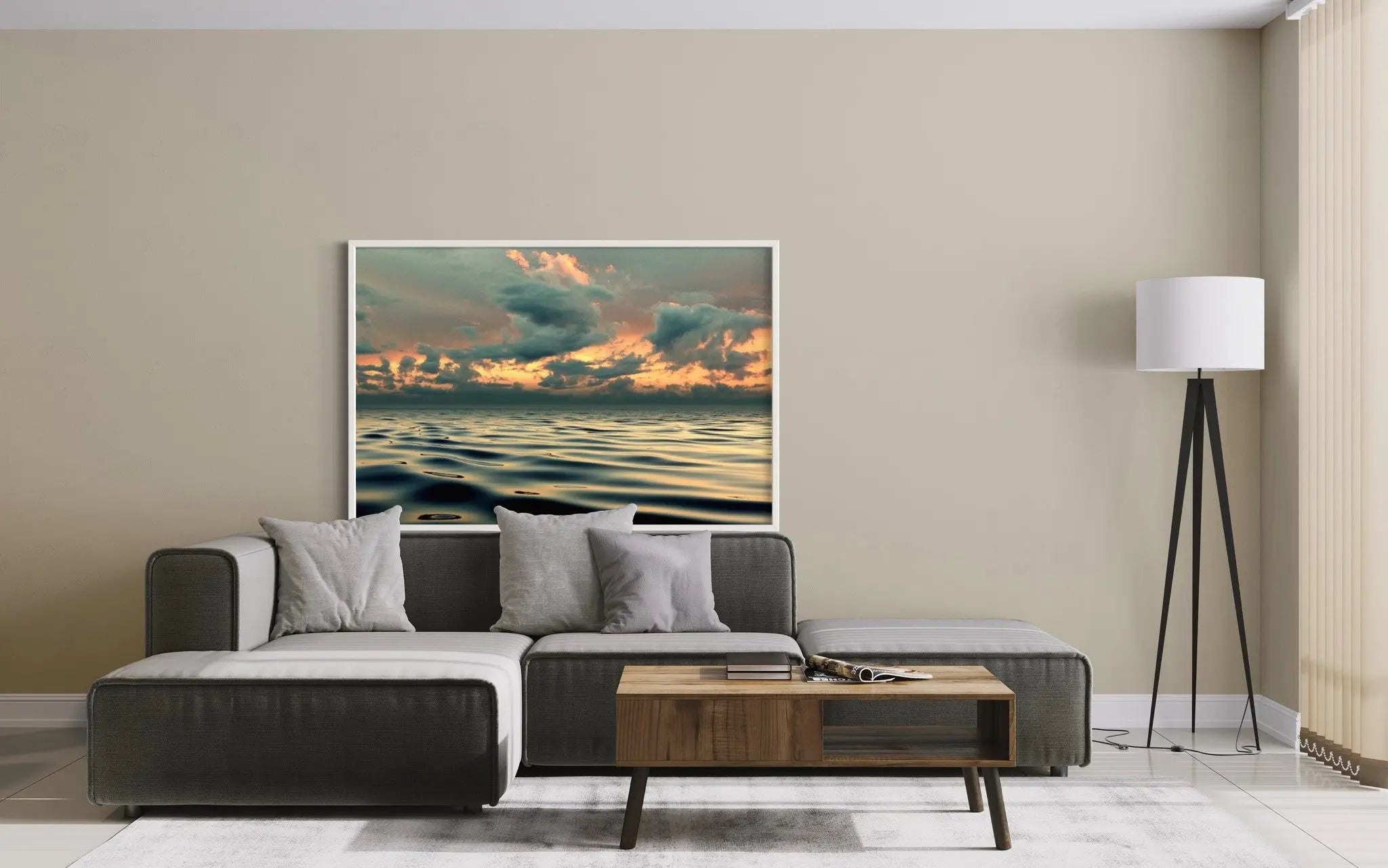 You, The Ocean & Me by Karen Thom presented in a curated interior design