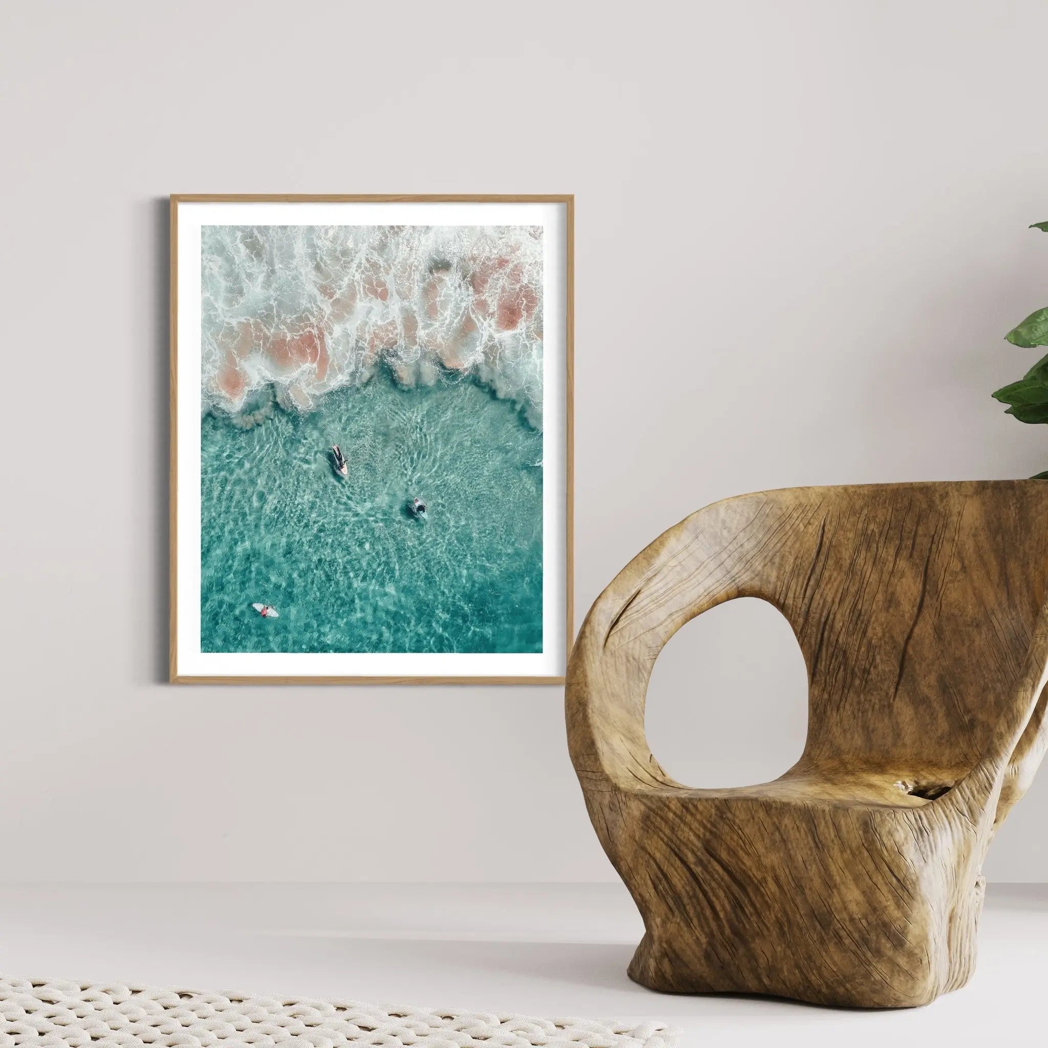 Surf In Tahiti by A. Krowitz displayed in a modern living room interior