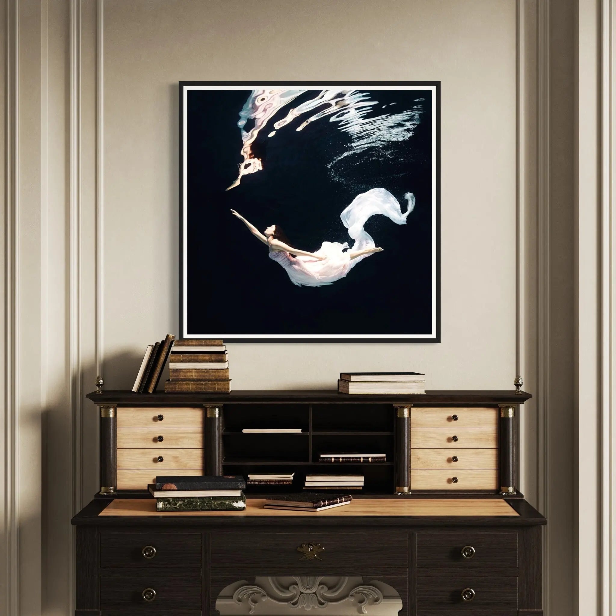 Ballet Dancer Underwater by Henrik Sorensen styled in a contemporary interior setting