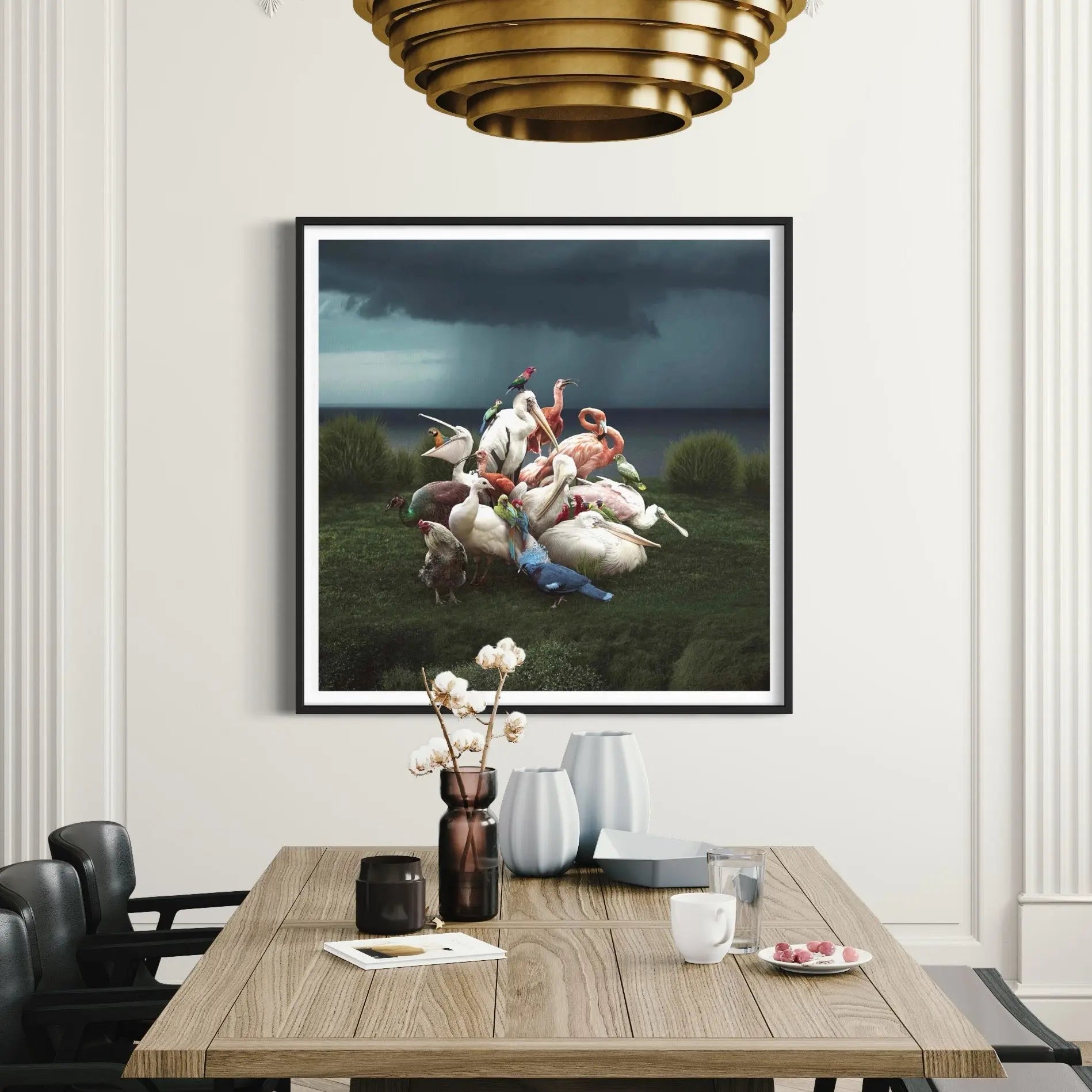 Portrait of Tropical Birds by Vizerskaya styled in a contemporary interior setting