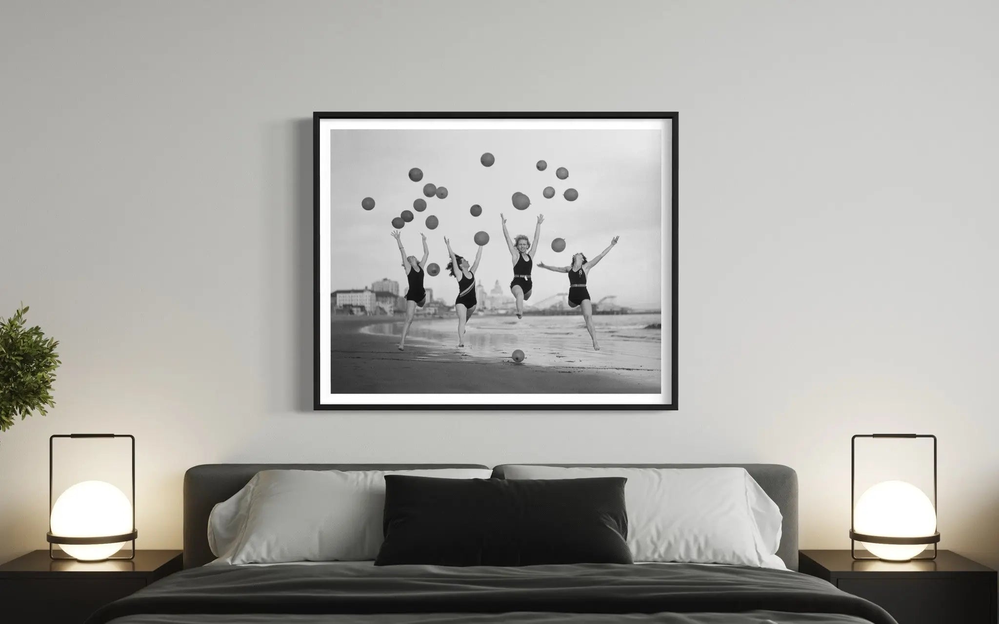 Balloon Dancers on Long Beach by Bettmann presented in a curated interior design