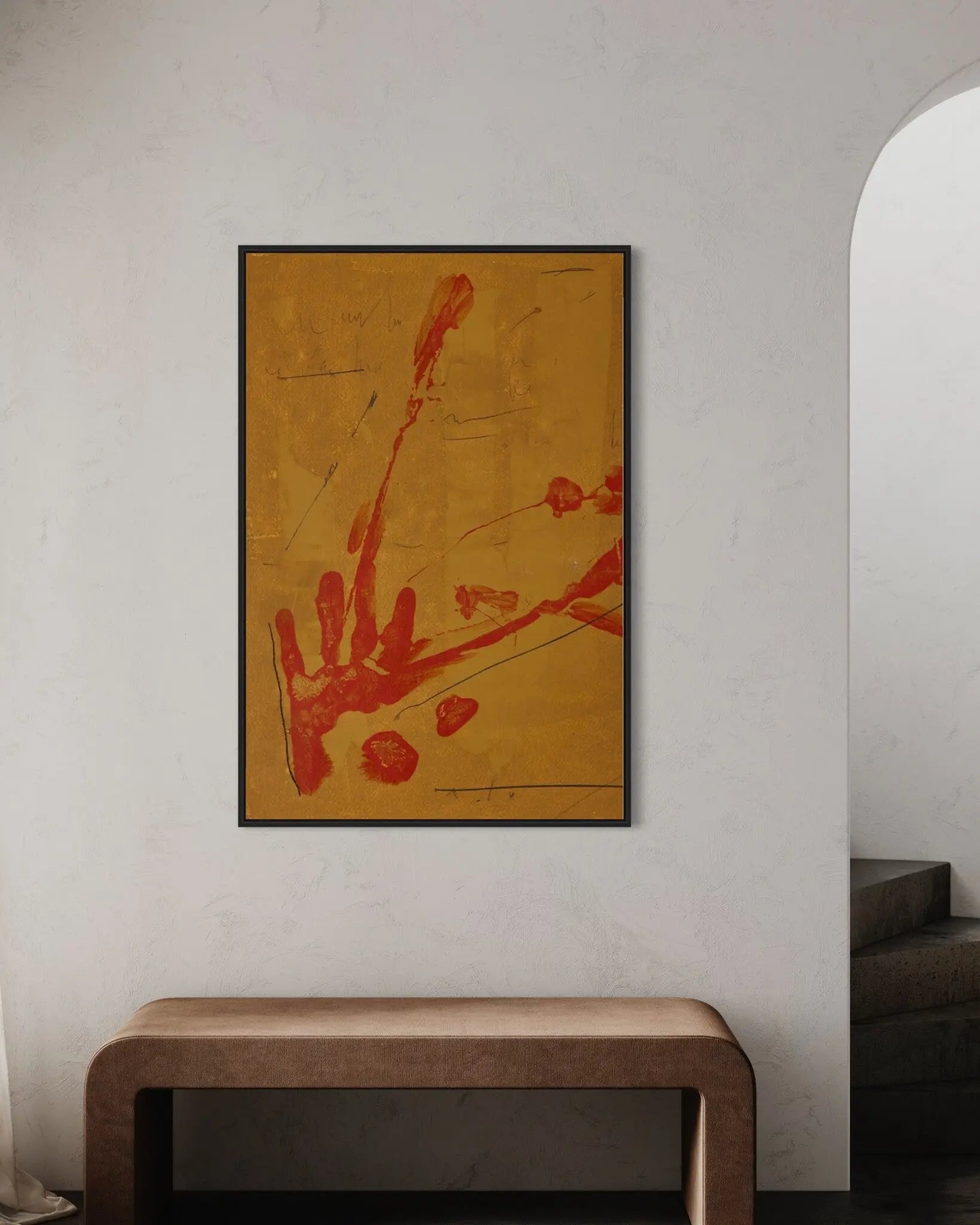 Explanation by Evelyn Ogly displayed in a modern living room interior