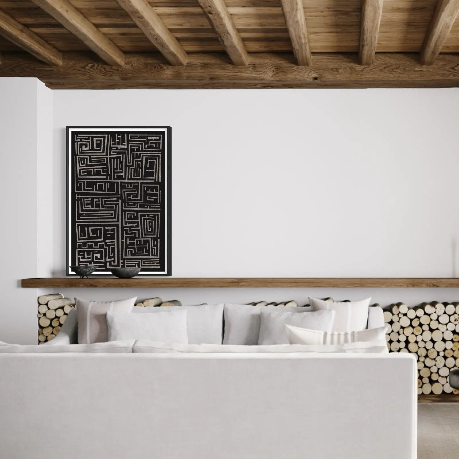Labyrinth 2 by Alejandro Franseschini displayed in a modern living room interior