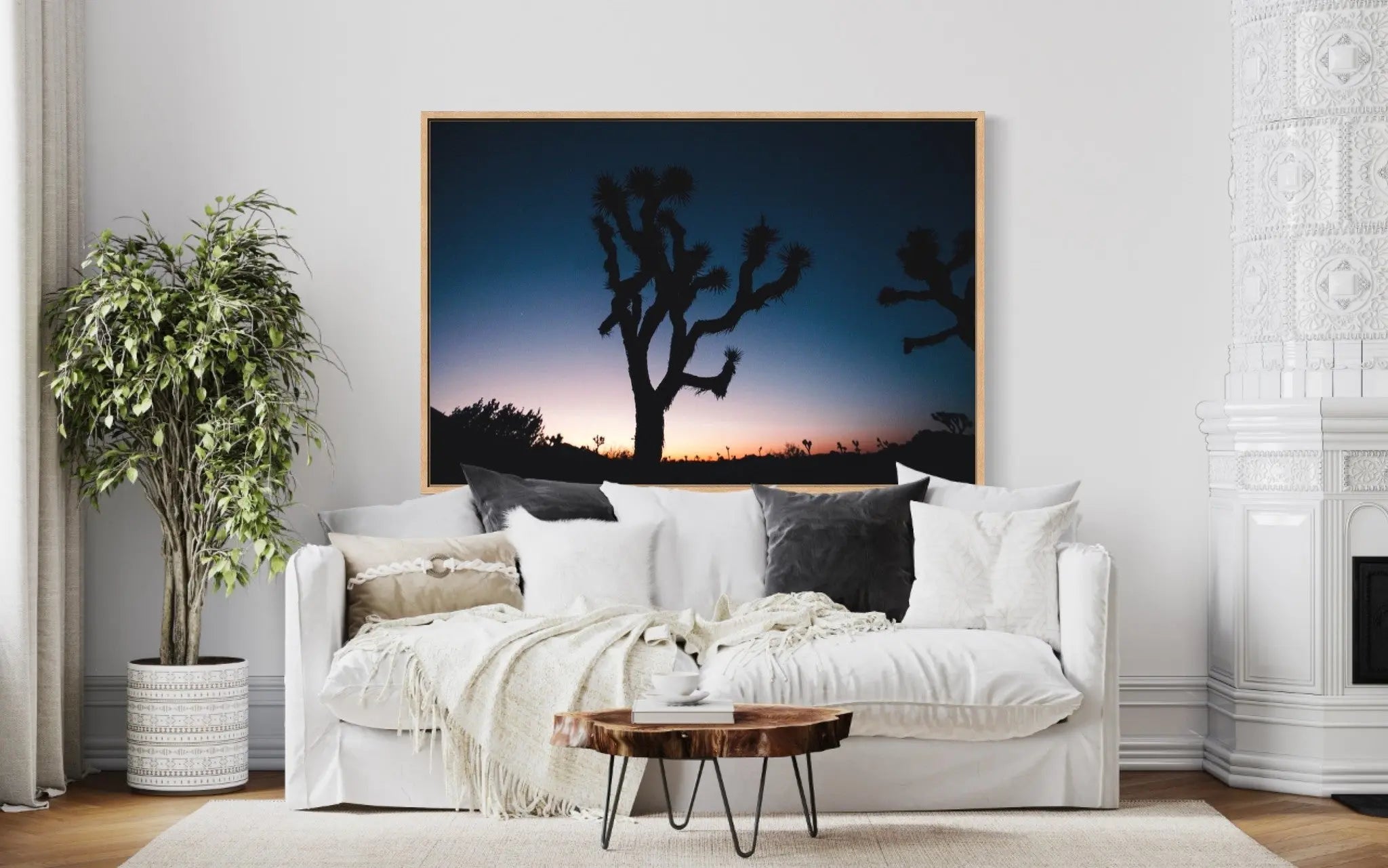 Joshua Tree Sunset showcased in a designer room setting