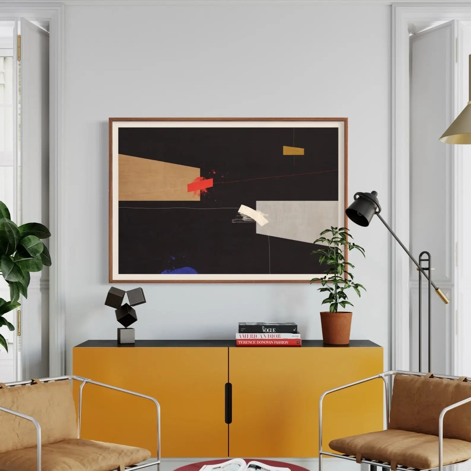 Feeling Free with Blue by Alejandro Franseschini displayed in a modern living room interior