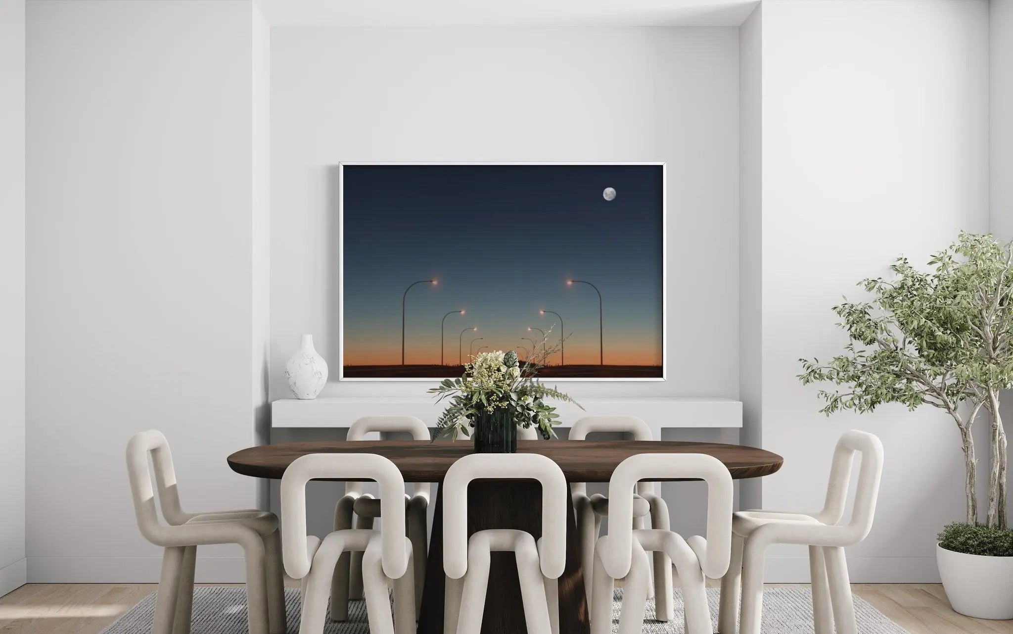 A Perte de Vue by Karen Thom displayed in a modern living room interior