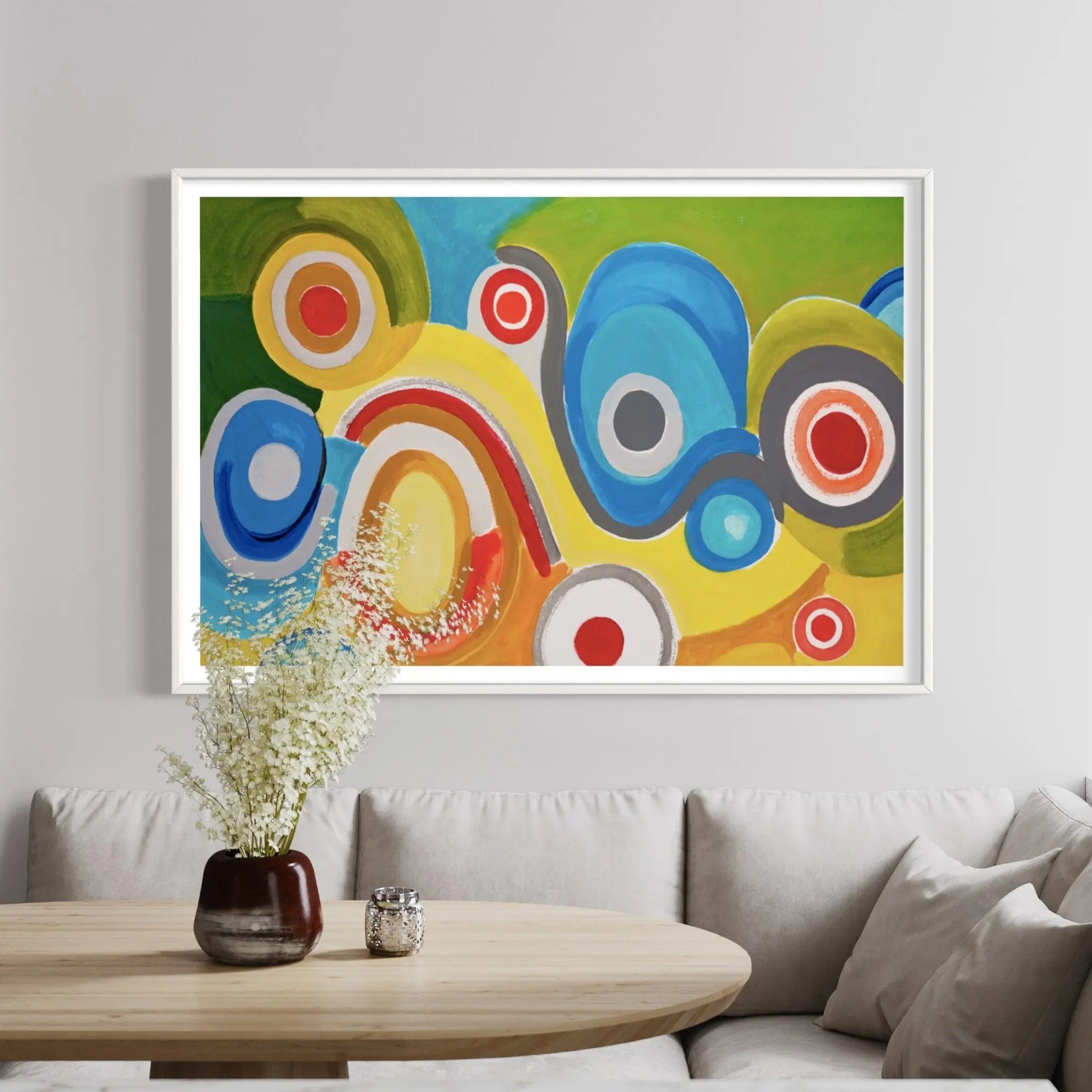 Ups and Downs by Evely Ogly displayed in a modern living room interior