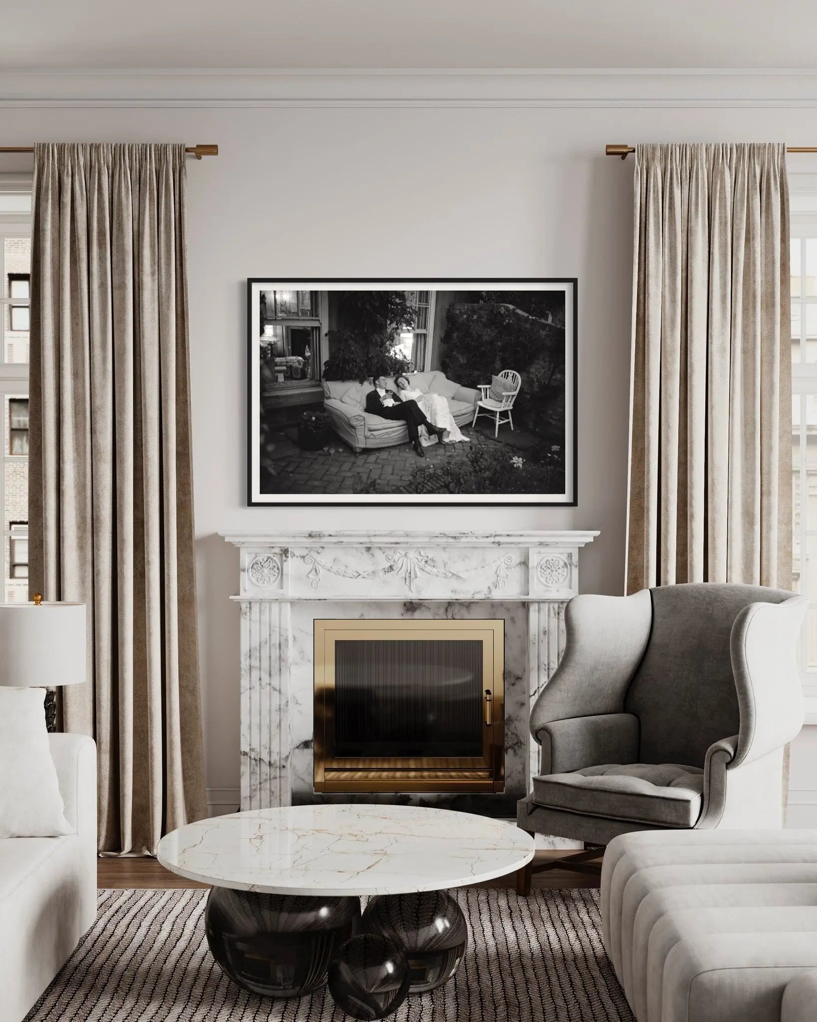 Couple at Party, 1955 Debutante Ball presented in a curated interior design