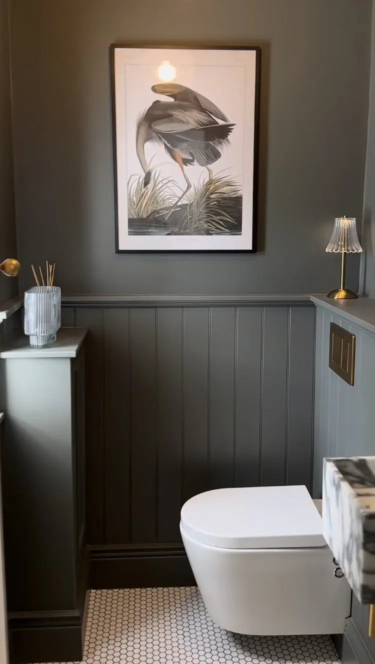 Great Blue Heron by John James Audubon displayed in a modern living room interior