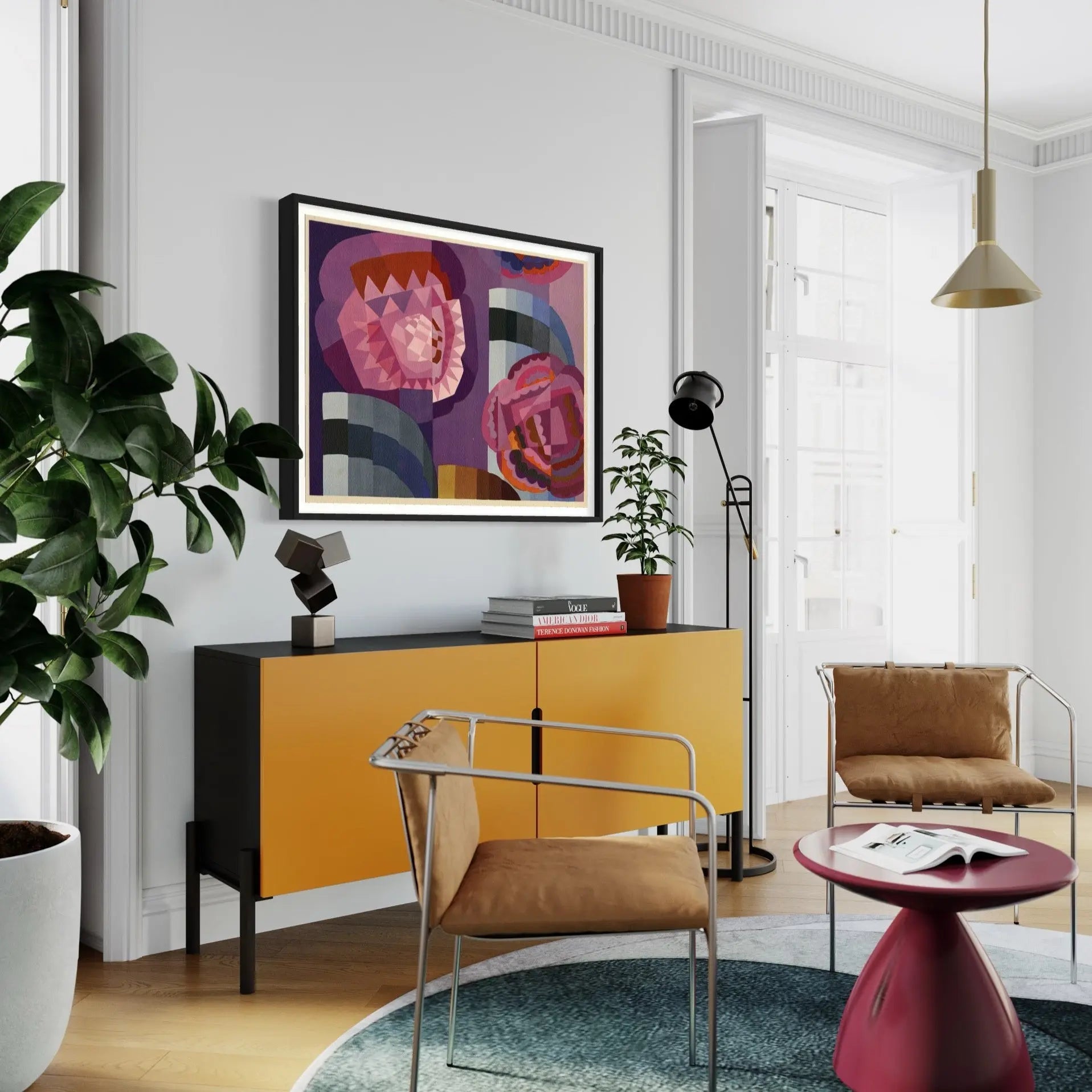 Geometric Roses by Edouard Benedictus installed in a luxury residential interior