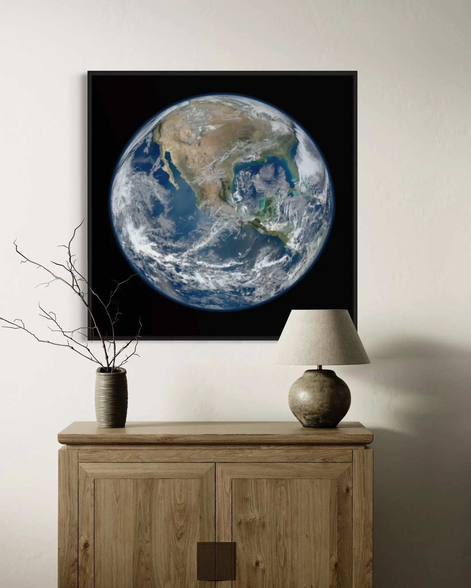Earth View Through the Suomi Telescope featured in an elegant interior space