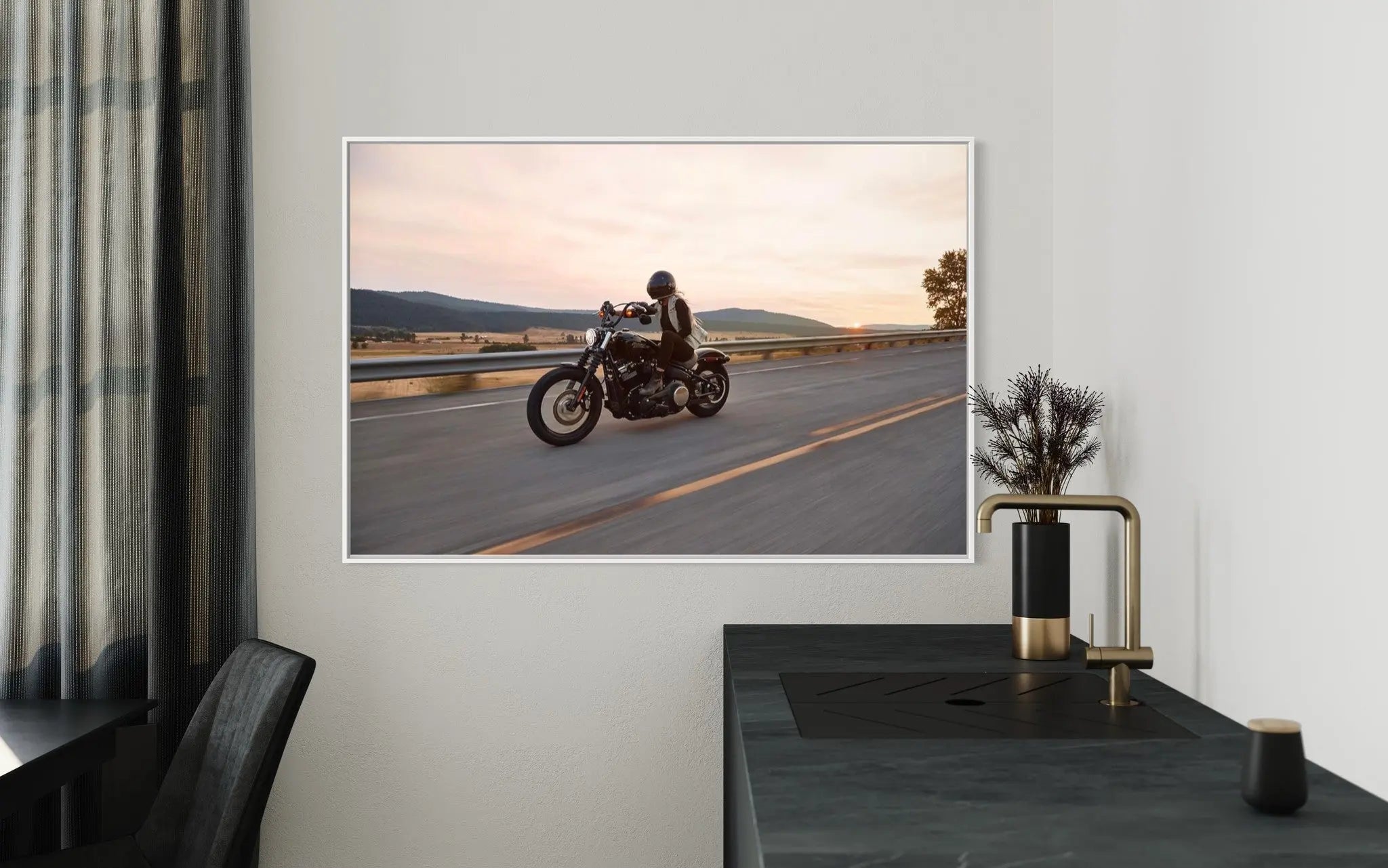 Easy Harley Rider by N. David showcased in a designer room setting