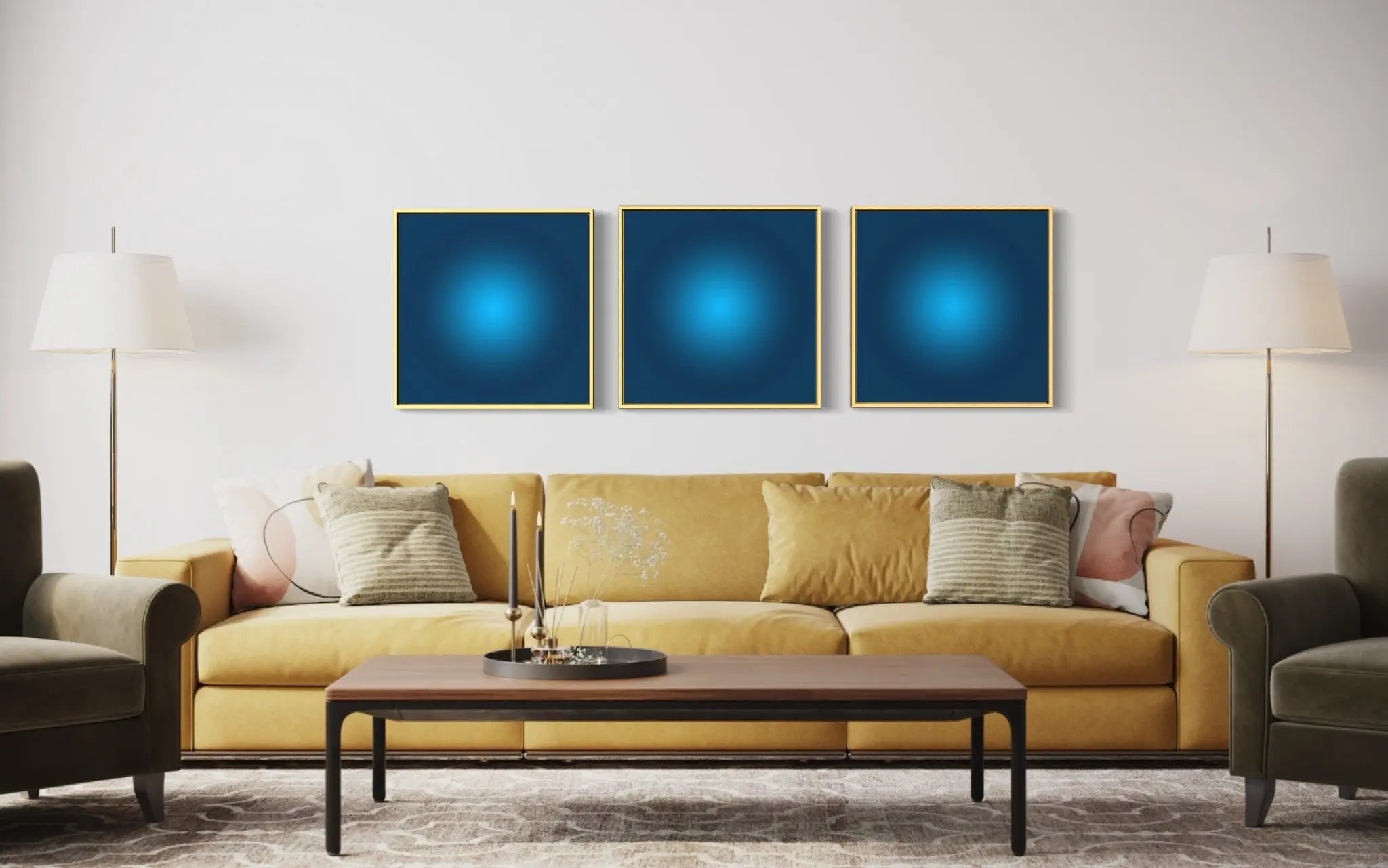 Prussian Blue Halo by Alejandro Franseschini showcased in a designer room setting