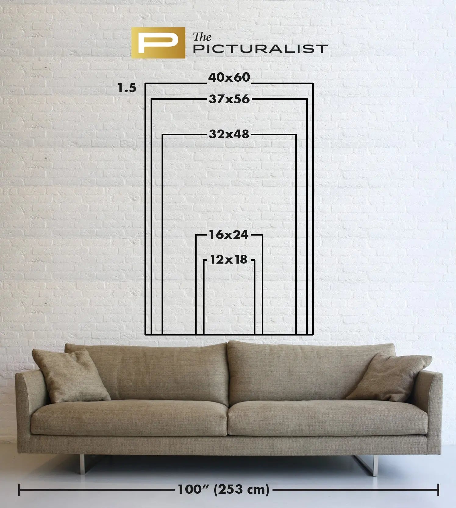 Available framing sizes ratio 1.50 vertical for Coral in Green and Orange, The Picturalist