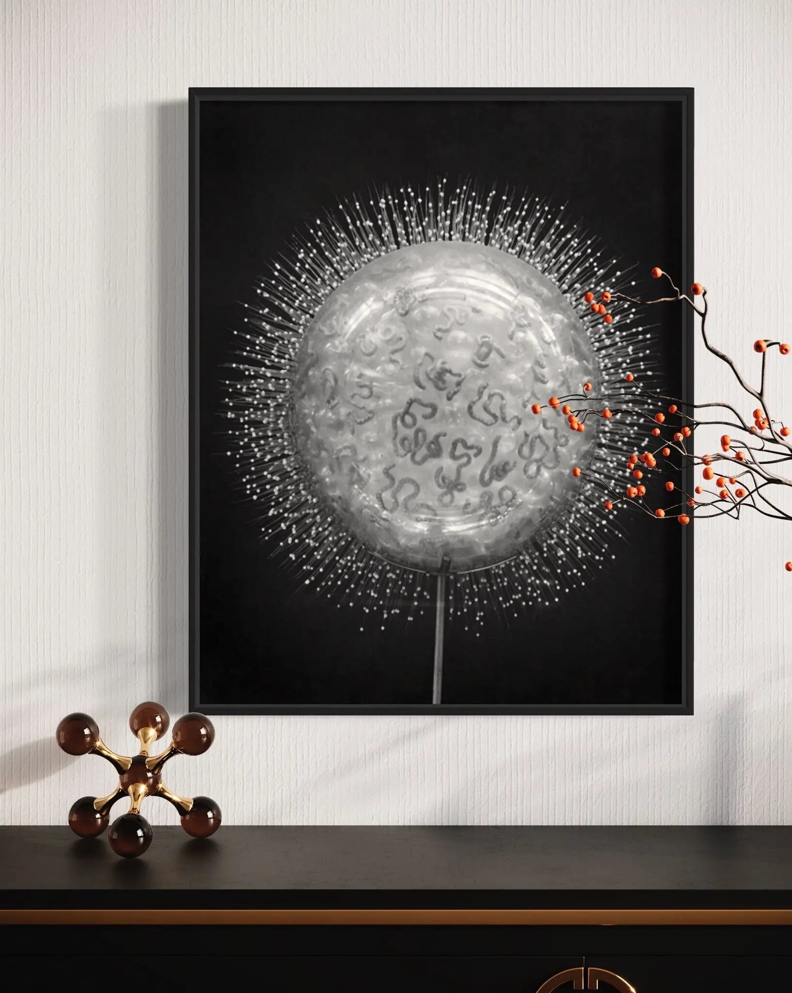 Crystal Radiolarian Elegance featured in an elegant interior space