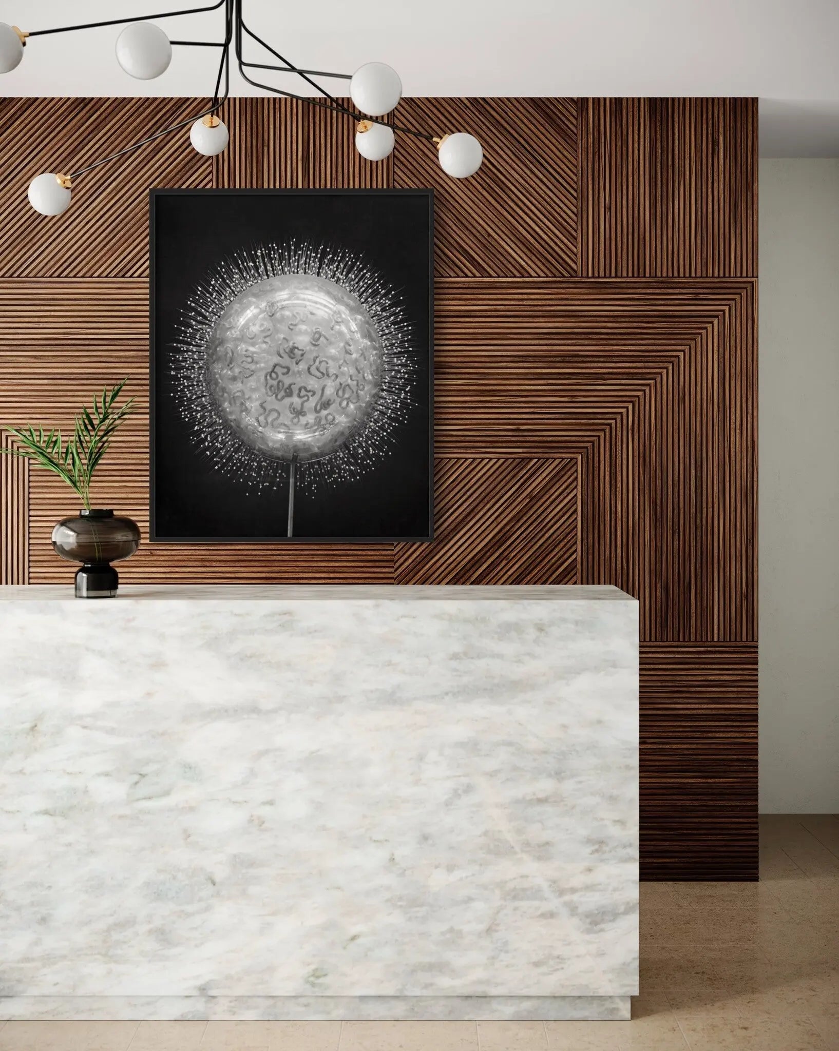 Crystal Radiolarian Elegance presented in a curated interior design