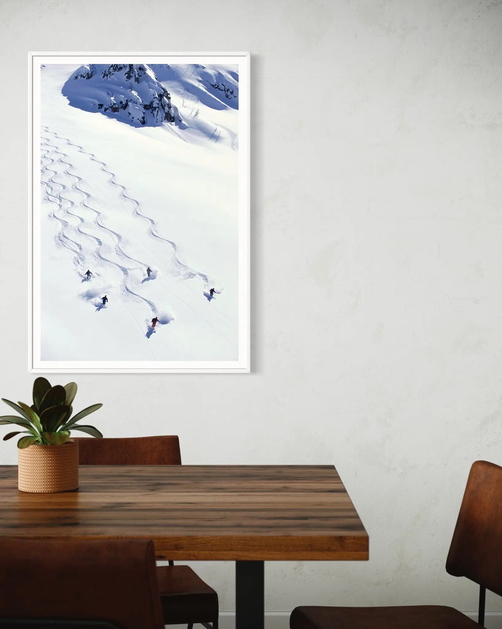 Thrilling Heli-Skiing Descent by Karl Weatherly featured in an elegant interior space