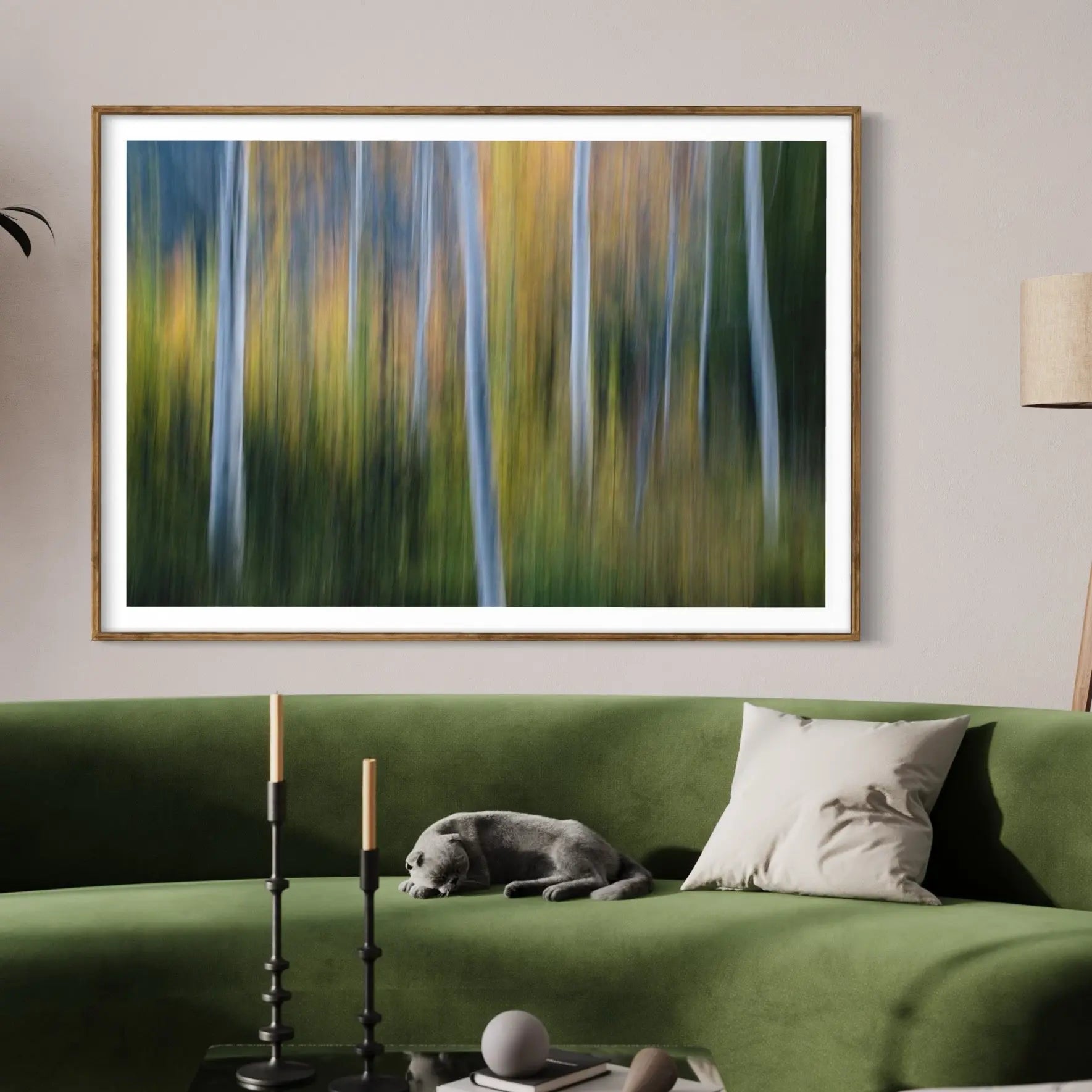 Forest of Aspen Trees in Autumn showcased in a designer room setting