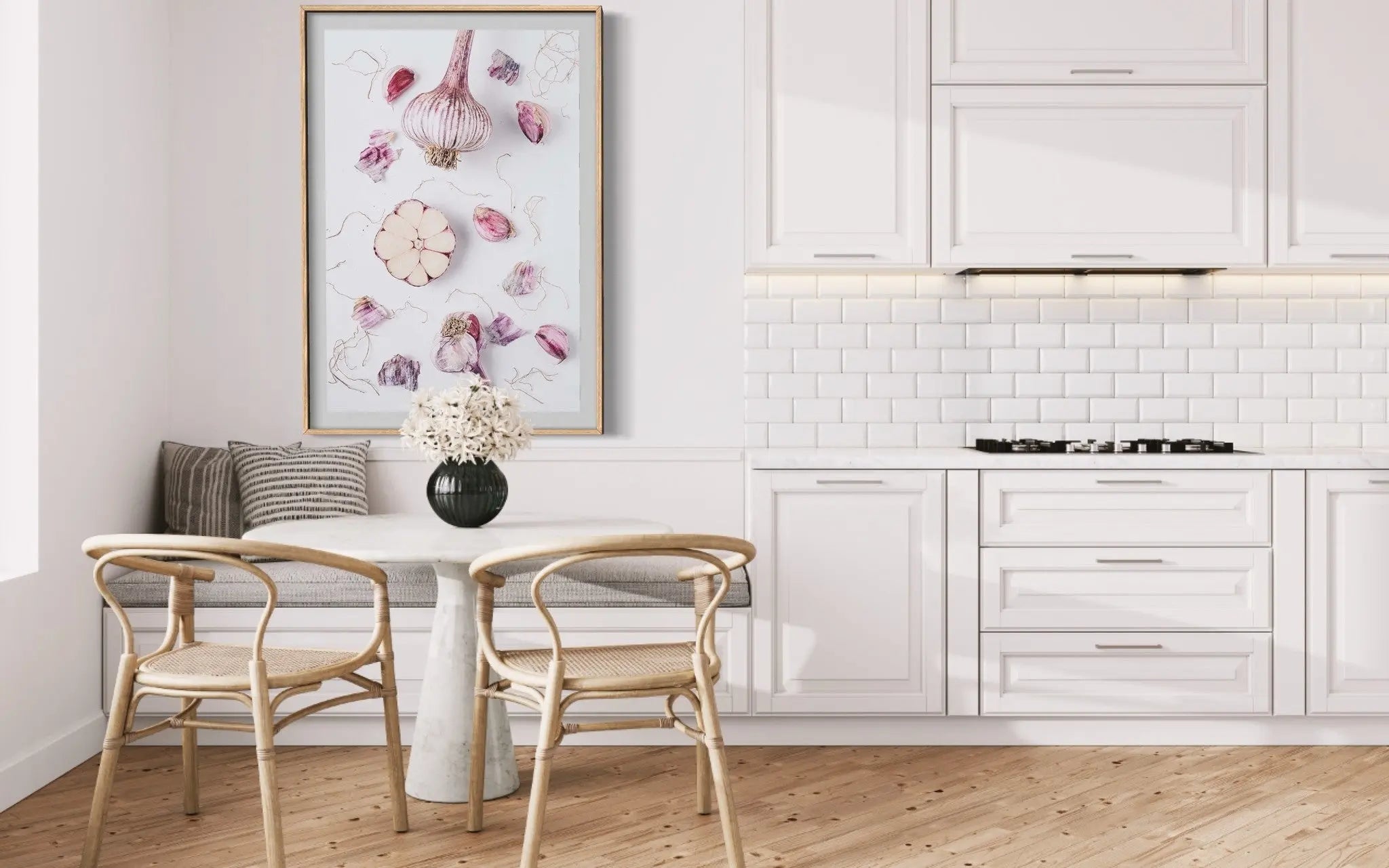 Garlic Deconstructed by Jed Gordon-Moran styled in a contemporary interior setting
