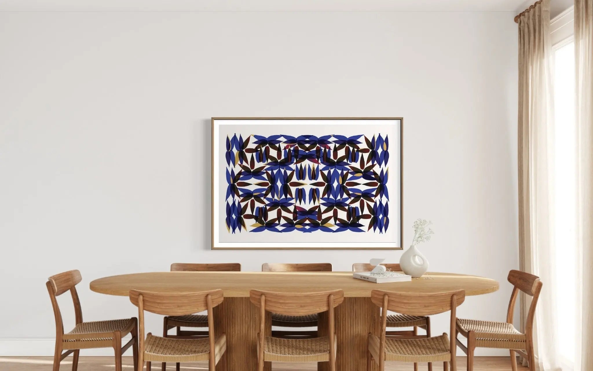 Kaleidoscope View In Blue featured in an elegant interior space