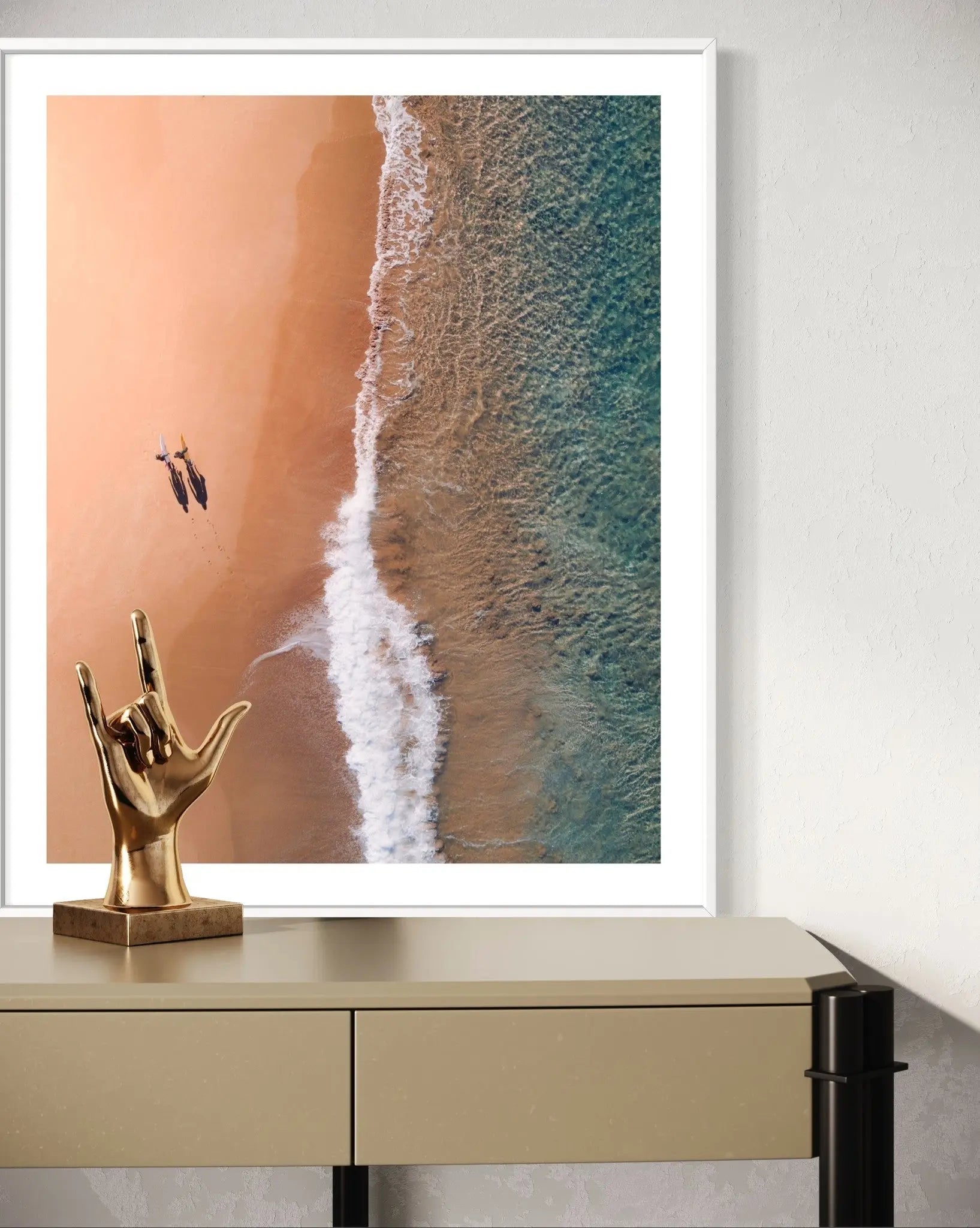 Feet On Sand by L. Dempsey styled in a contemporary interior setting