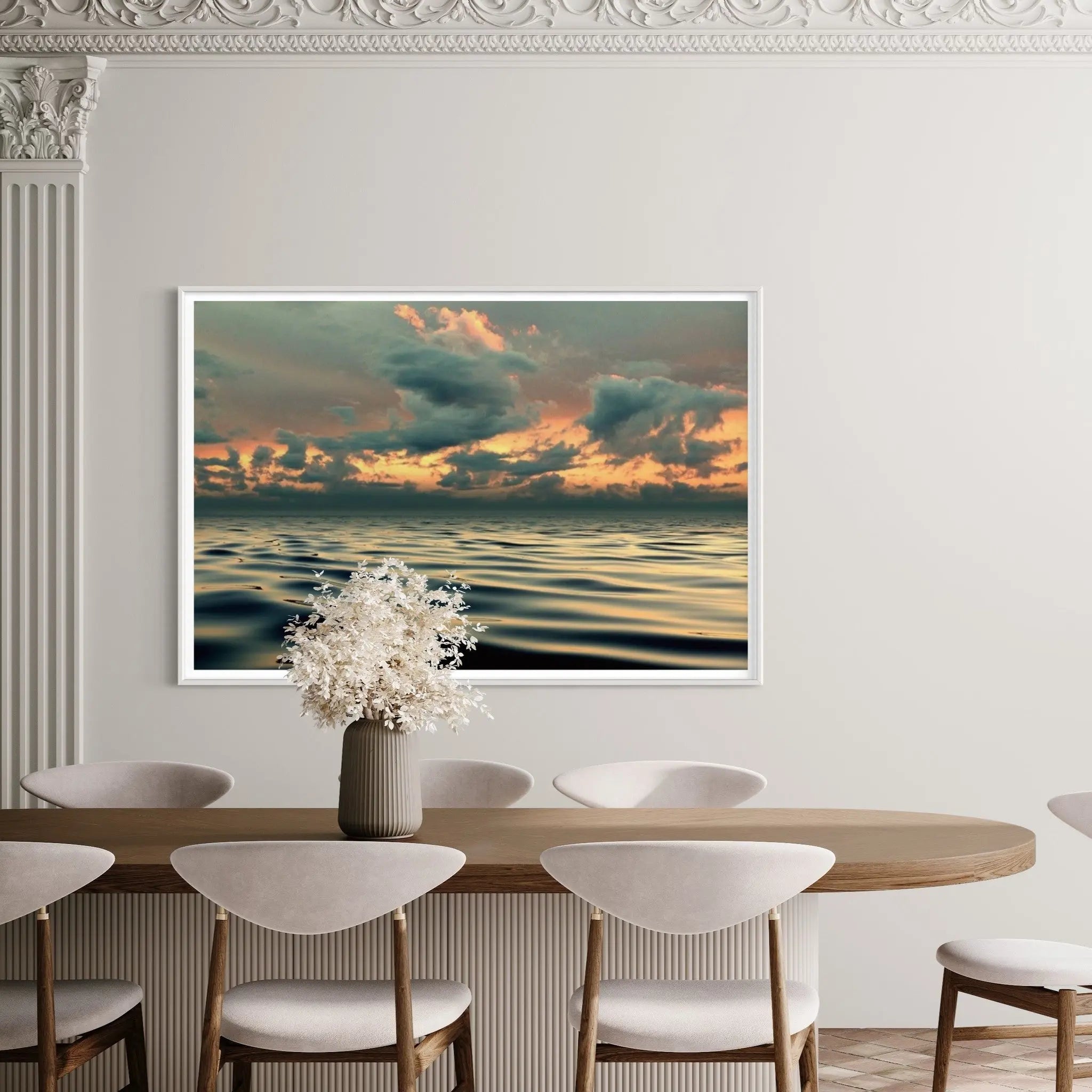 You, The Ocean & Me by Karen Thom displayed in a modern living room interior