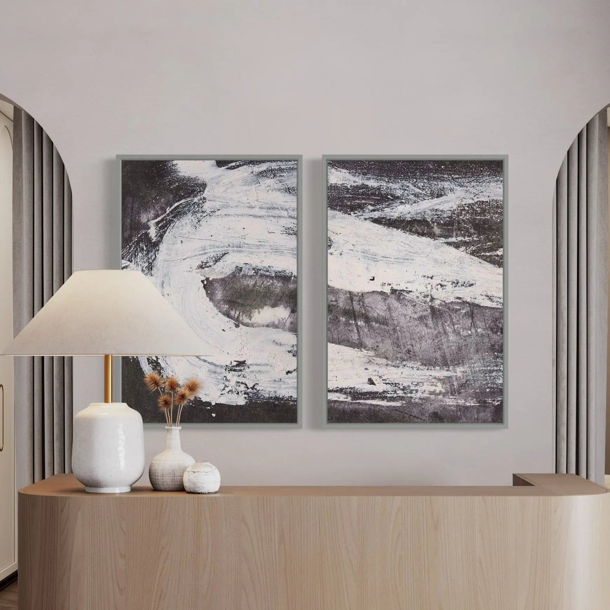 Oblivion II by Evelyn Ogly displayed in a modern living room interior
