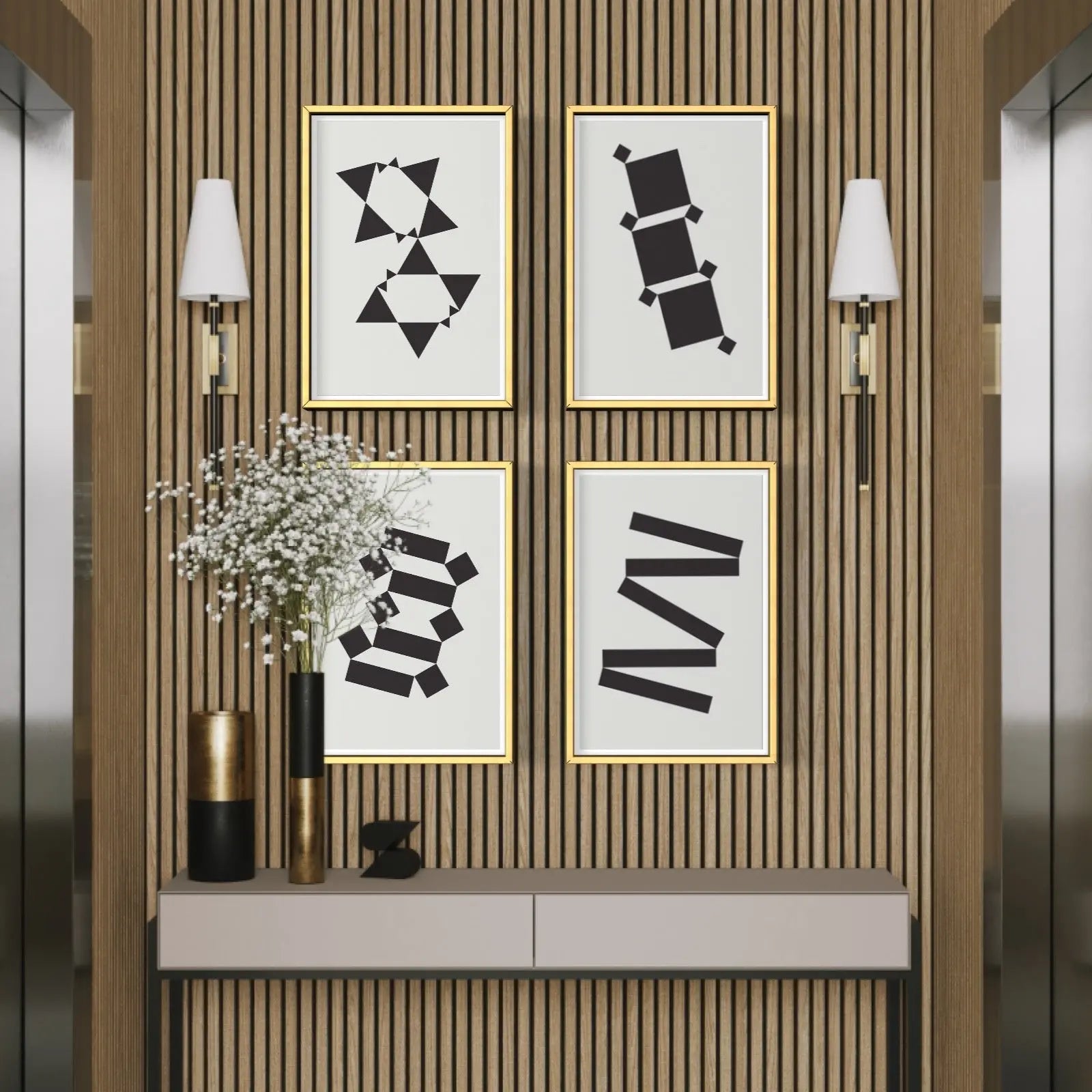 White Tie Modern 3 by Alejandro Franseschini displayed in a modern living room interior
