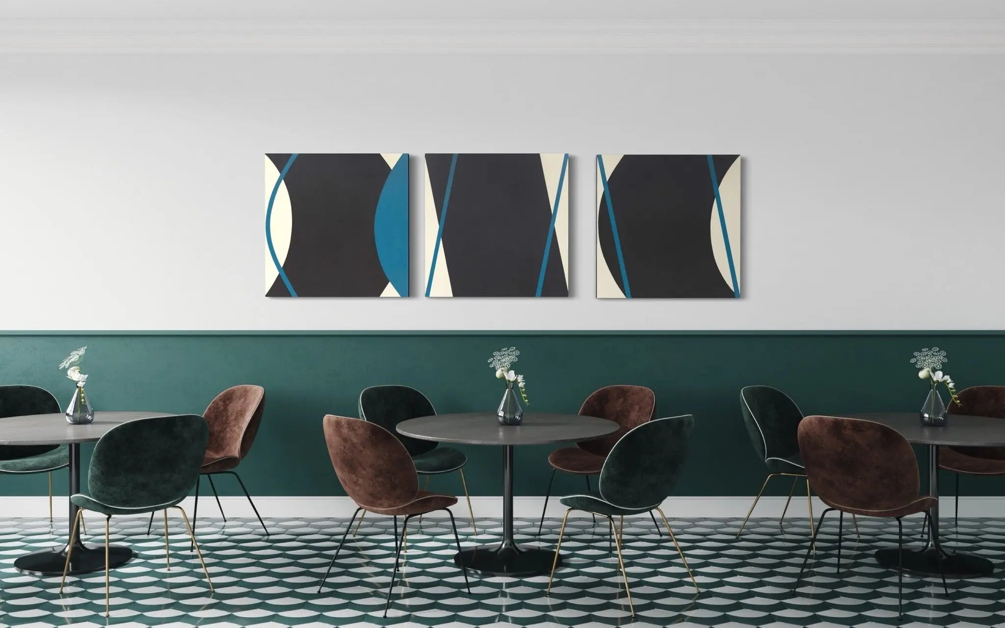 Positive and Negative by Rodrigo Martin showcased in a designer room setting