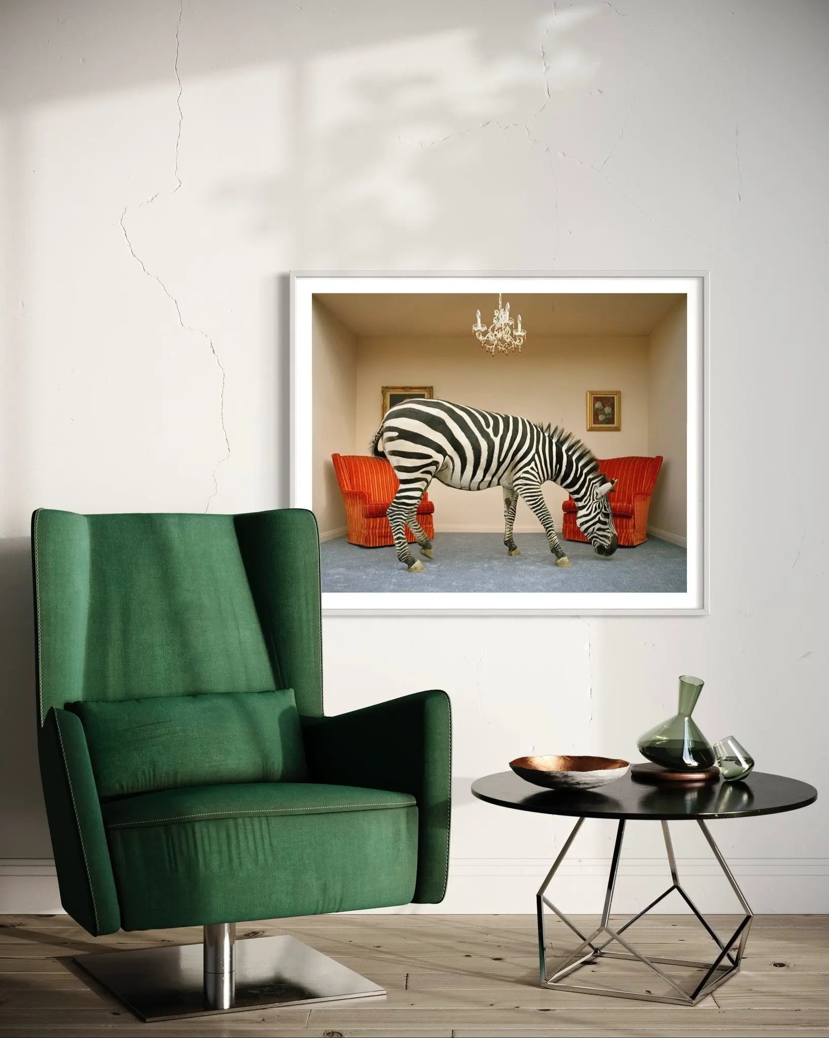 Zebra in Living Room by Matthias Clamer featured in an elegant interior space