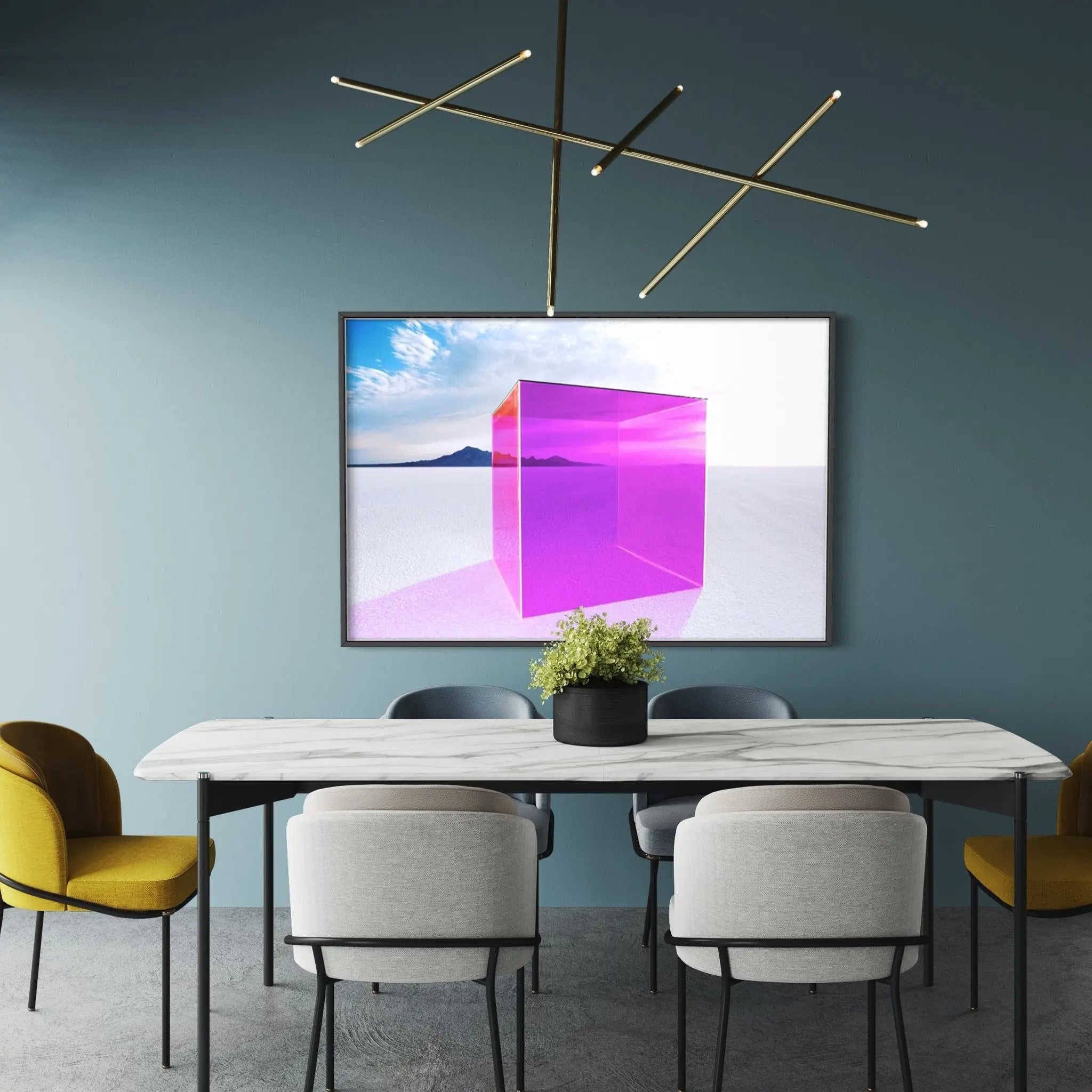 Magenta Box on Salt Flats by Andy Ryan showcased in a designer room setting