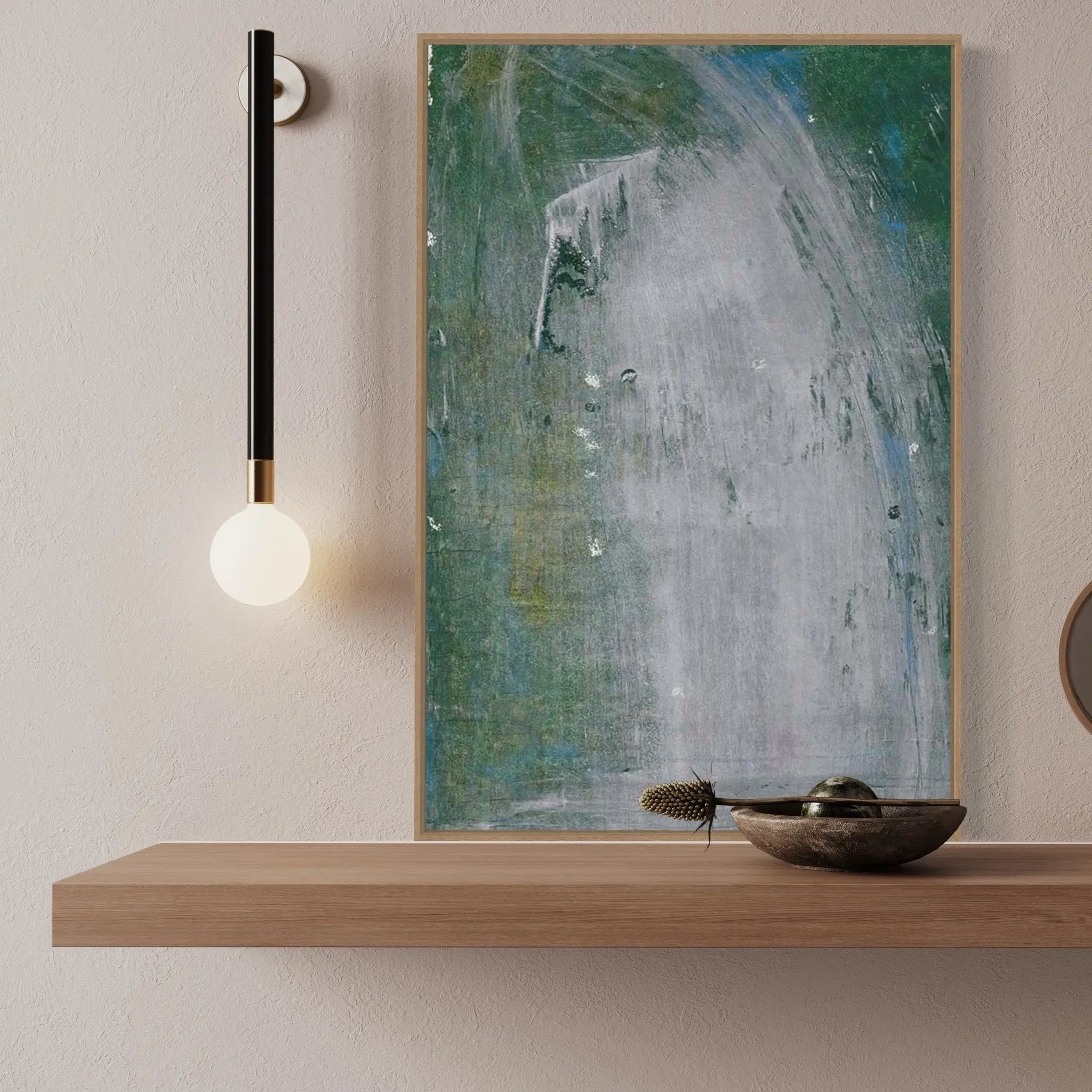 Continental Divide by Evelyn Ogly displayed in a modern living room interior