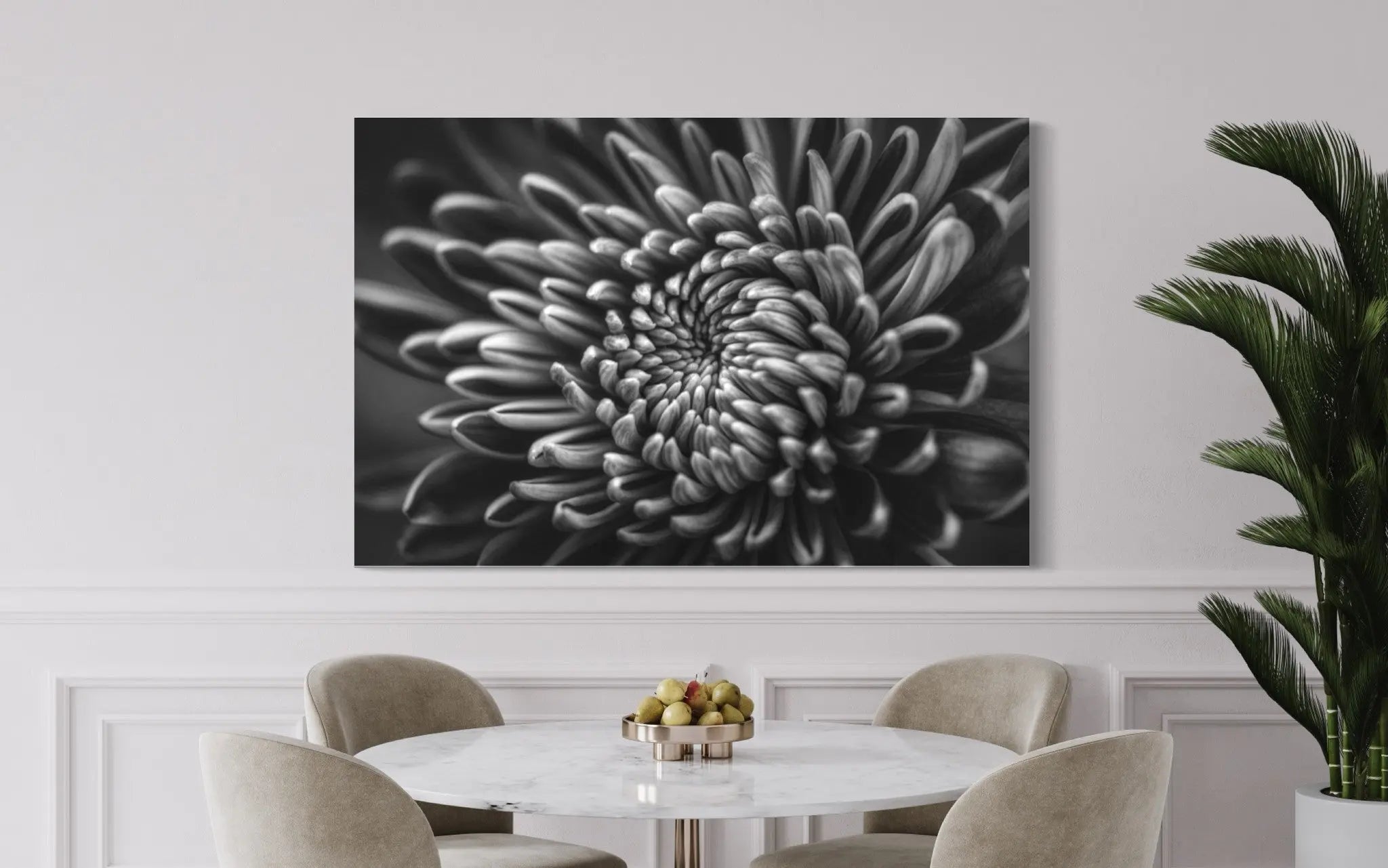 Silver Dahlia by C. Quintero styled in a contemporary interior setting
