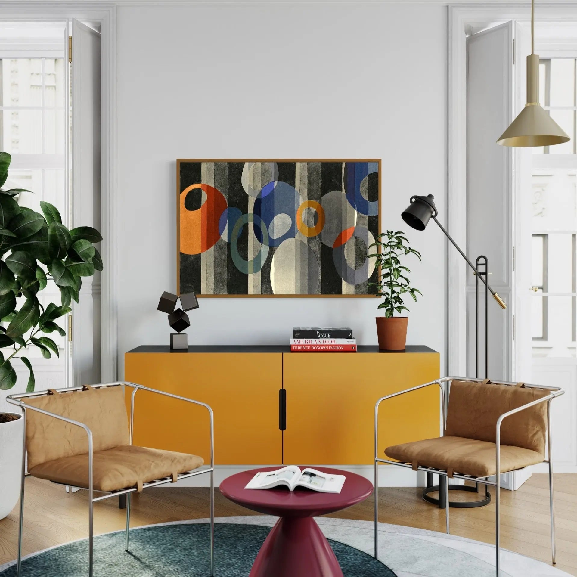 Around in Circles by Benedictus displayed in a modern living room interior
